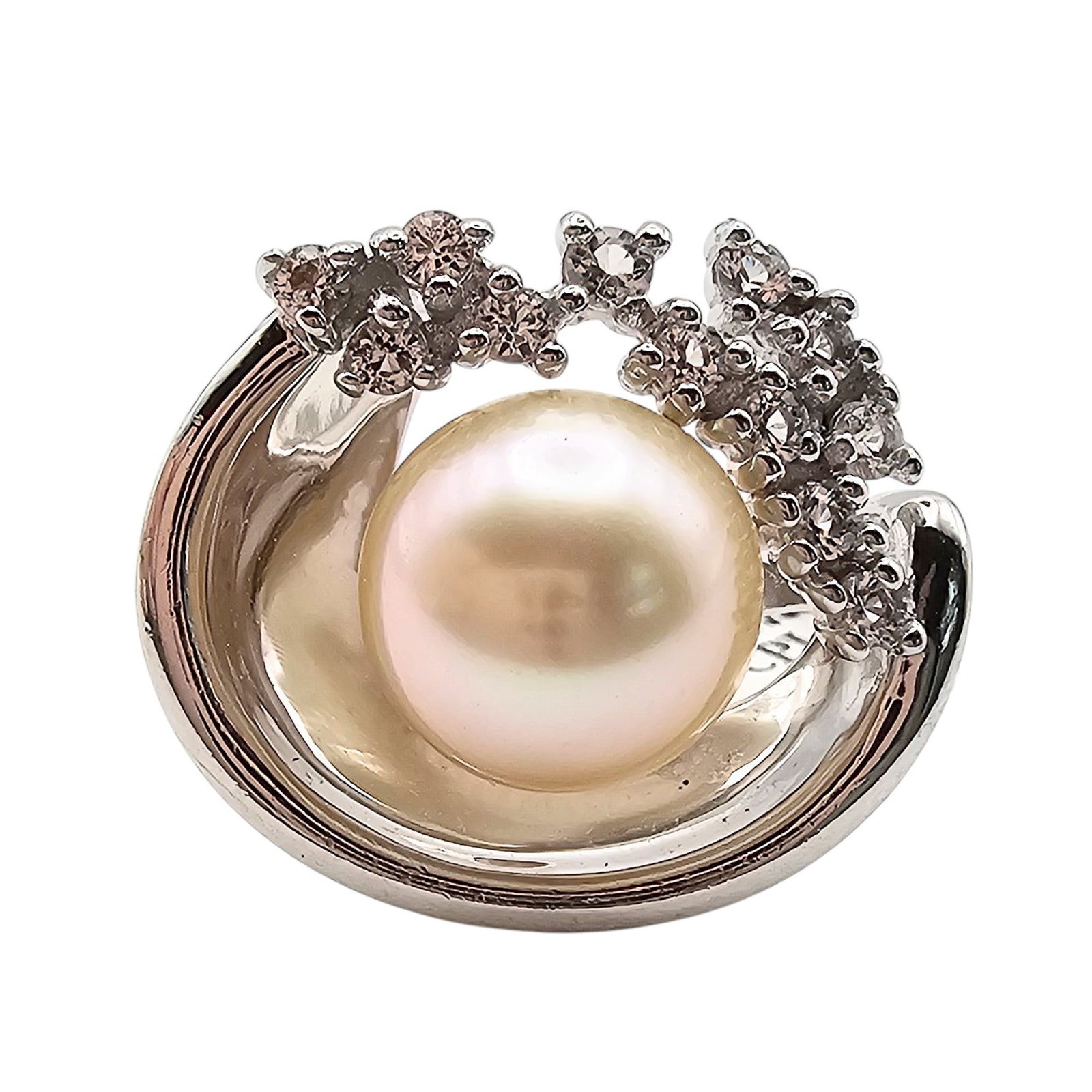 Clear Stone Pearl Sterling Silver Ring Size 11.75 8.1 G NWT: Clear Stone Pearl Sterling Silver Ring Size 11.75 8.1 G NWT