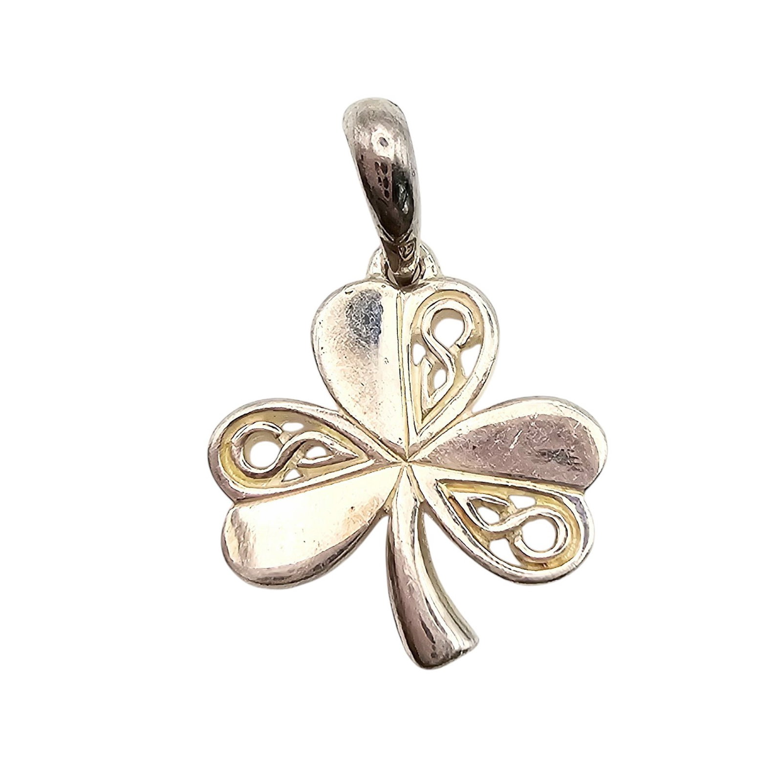Ireland Sterling Silver Lucky Clover Pendant 1.3 G (1 of 4)