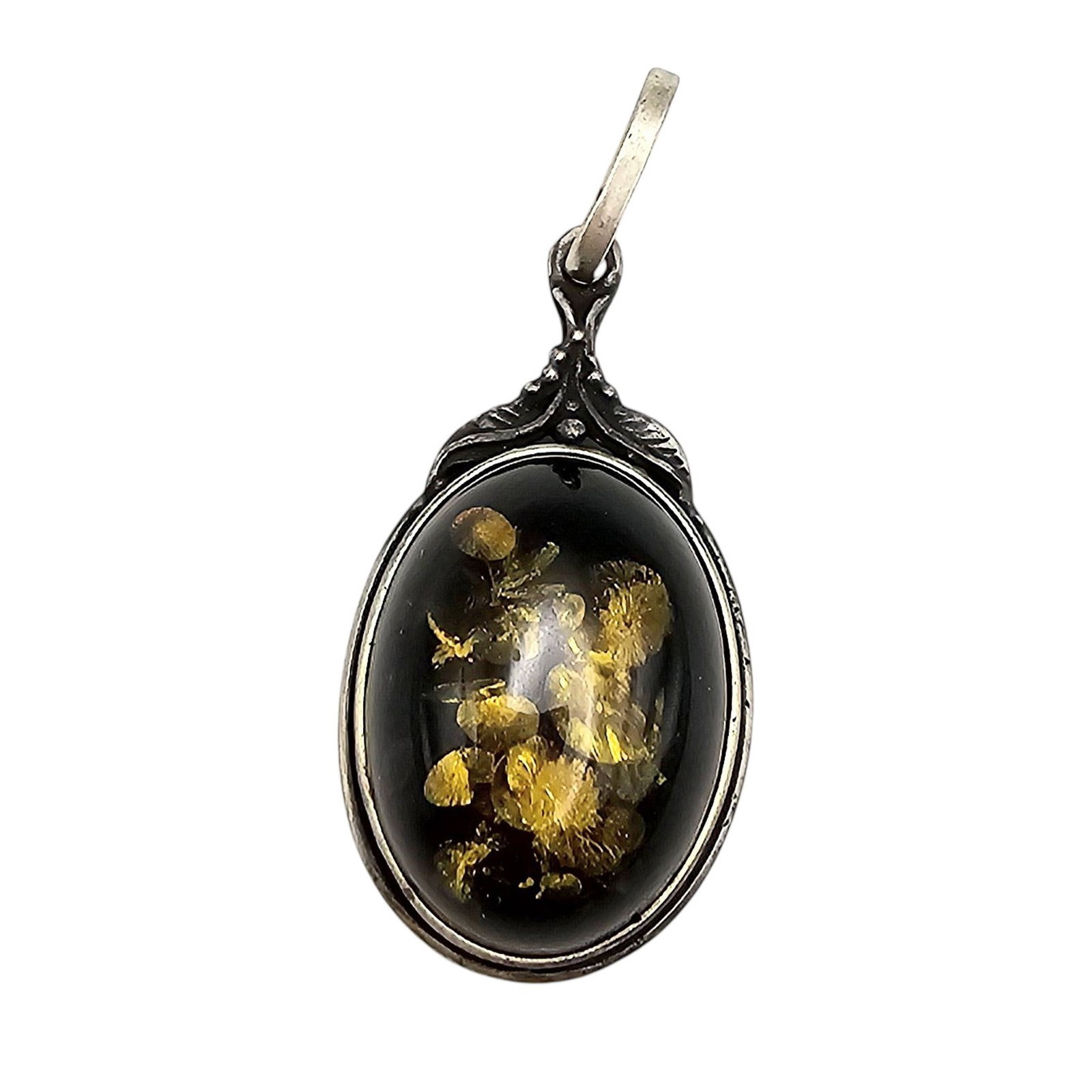 Amber Sterling Silver Pendant 4 G: Amber Sterling Silver Pendant 4 G
