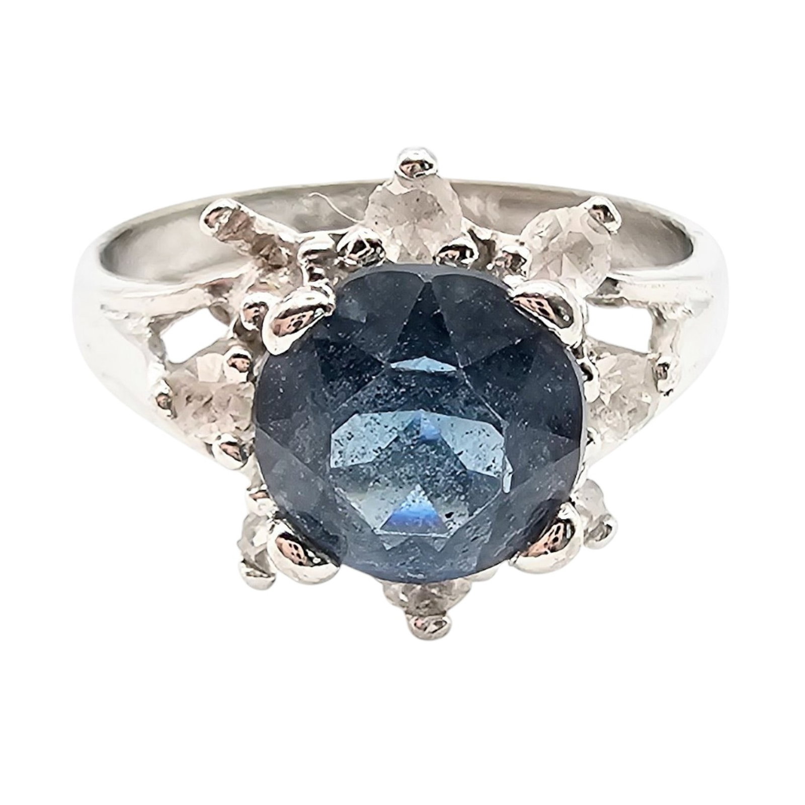Rhinestone Sterling Silver Ring Size 7.5 3.8 G: Rhinestone Sterling Silver Ring Size 7.5 3.8 G