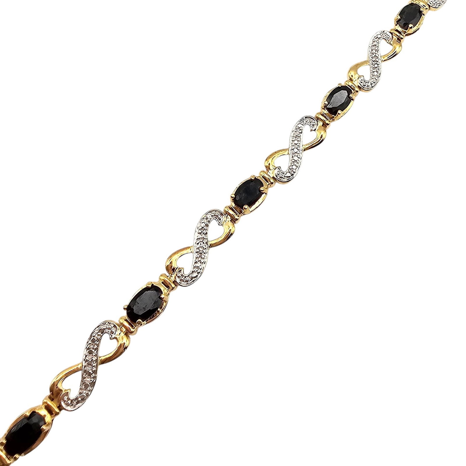 Ross Simons Diamond Sapphire Gold Over Sterling Silver Tennis Bracelet 9 G: Ross Simons Diamond Sapphire Gold Over Sterling Silver Tennis Bracelet 9 G