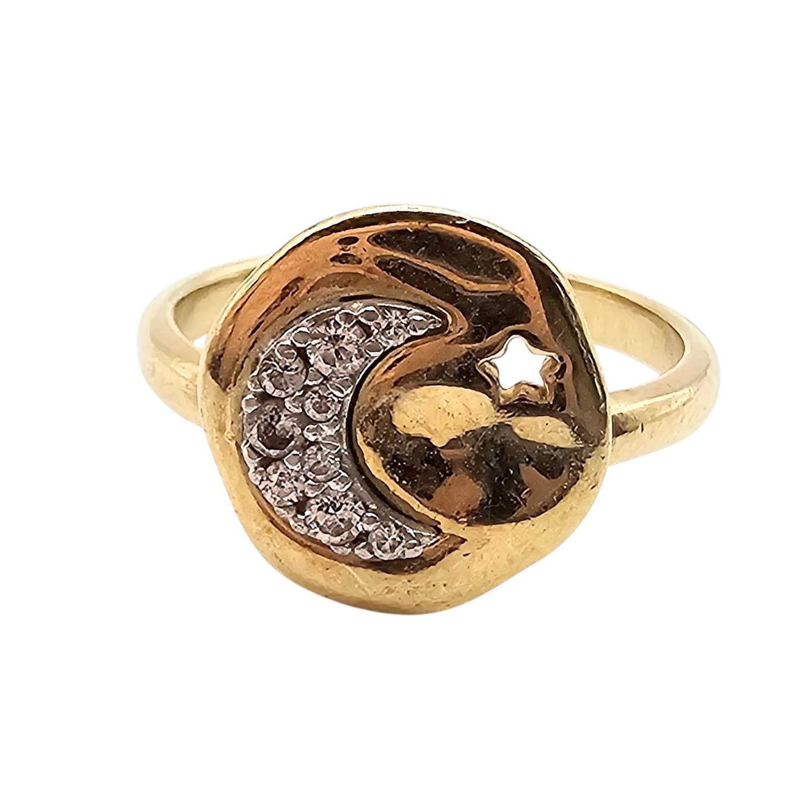 Milor Italy Cubic Zirconia Gold Over Sterling Silver Moon Star Ring Size 6 3.1 G: Milor Italy Cubic Zirconia Gold Over Sterling Silver Moon Star Ring Size 6 3.1 G