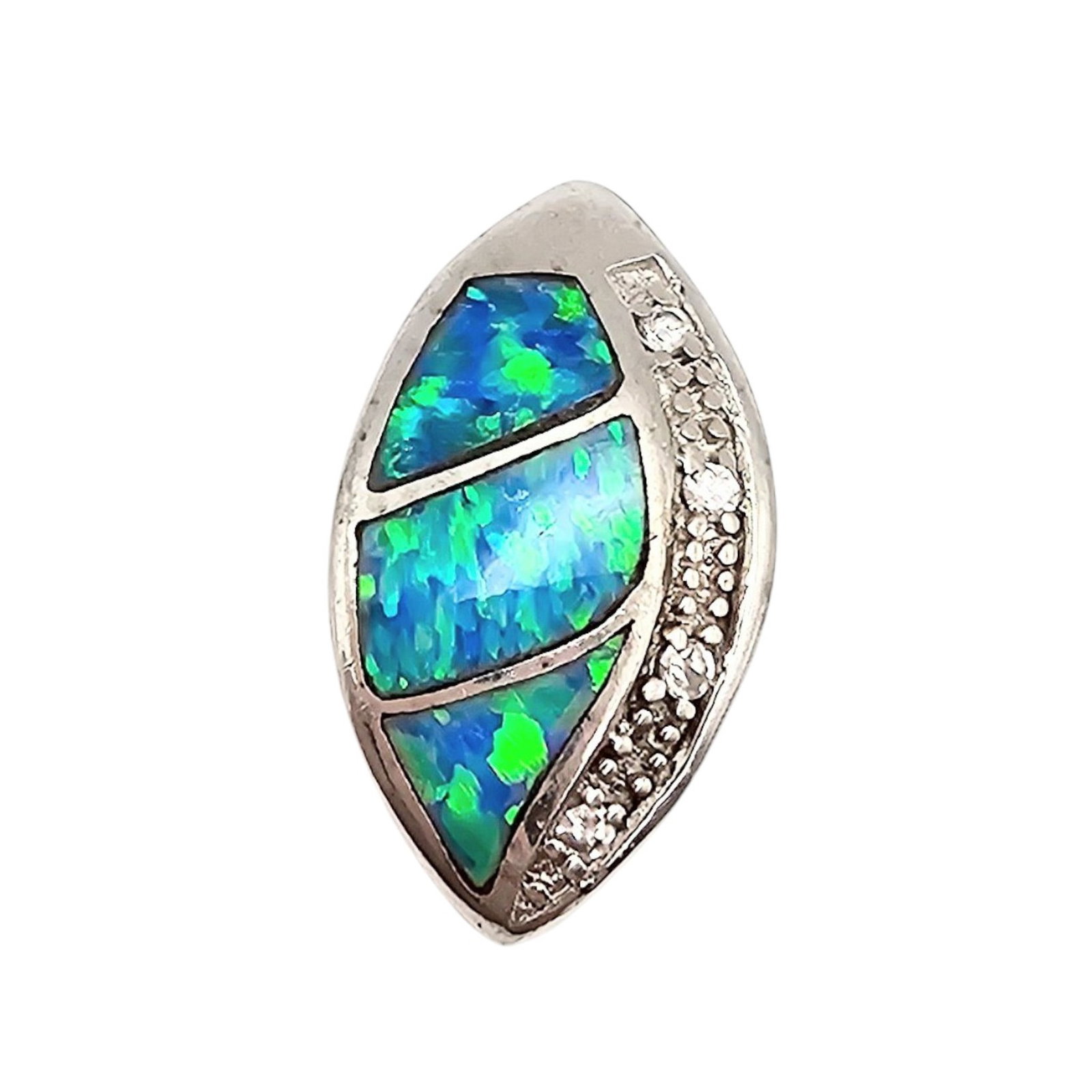 Opal Clear Stone Sterling Silver Pendant 4.5 G: Opal Clear Stones Sterling Silver Pendant 4.5 G