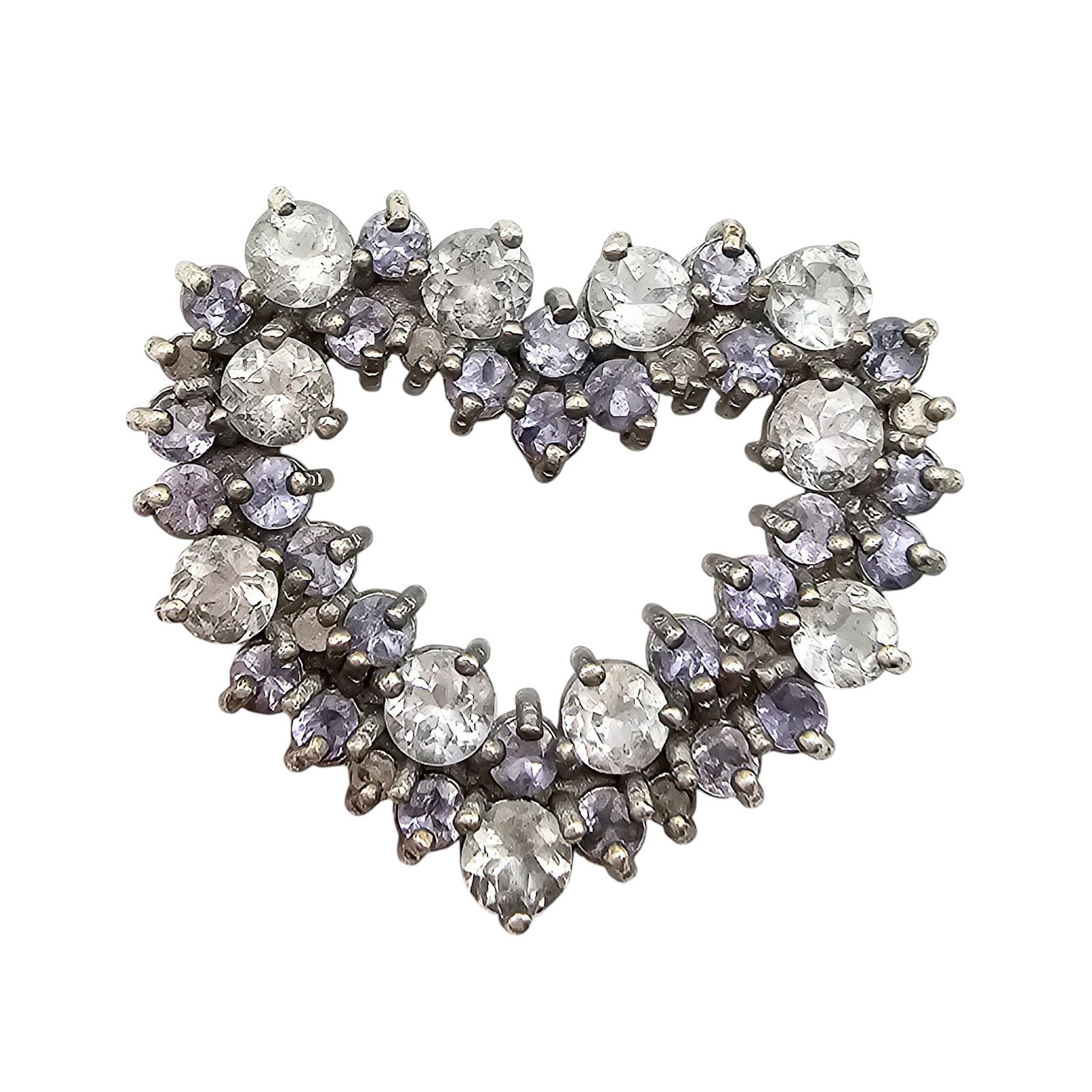 FAS Rhinestone Sterling Silver Heart Pendant 3.4 G: FAS Rhinestone Sterling Silver Heart Pendant 3.4 G