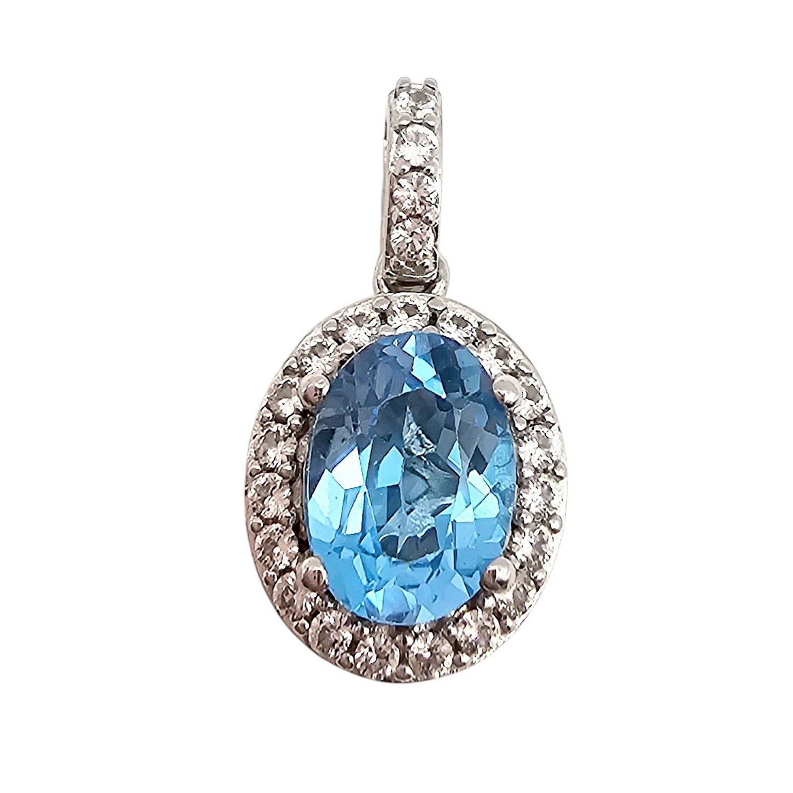 JWBR White And Blue Topaz Sterling Silver Pendant 1.7 G: JWBR White and Blue Topaz Sterling Silver Pendant 1.7 G