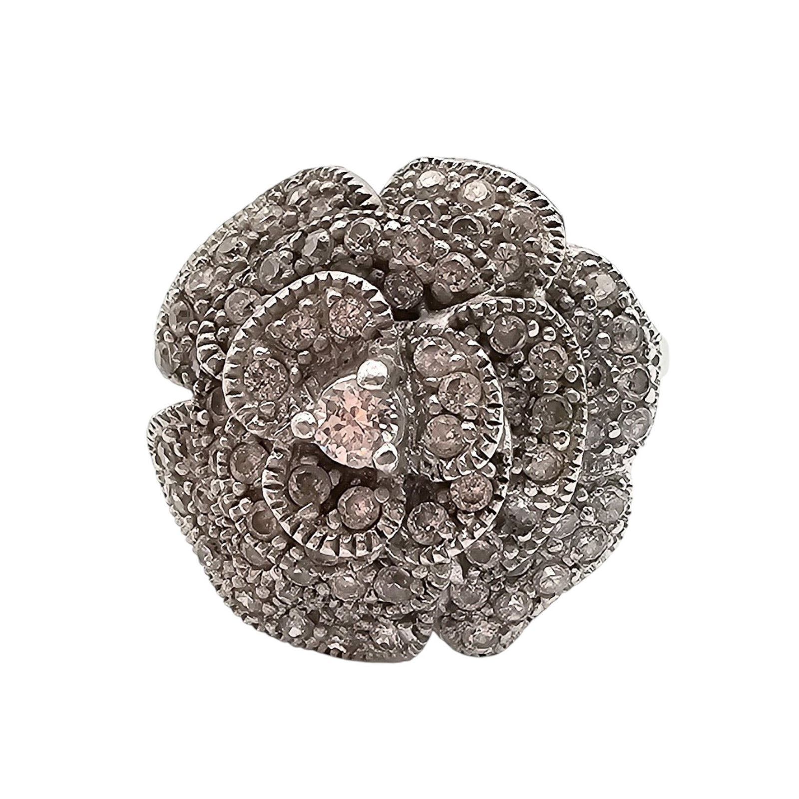 NF Rhinestone Sterling Silver Ring Size 8 13.3 G: NF Rhinestone Sterling Silver Ring Size 8 13.3 G