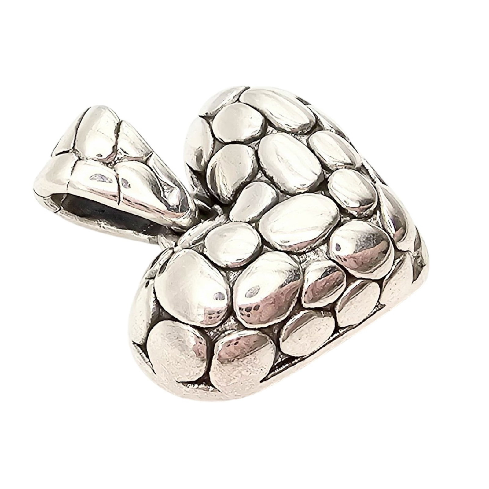 Sterling Silver Hollow Form Heart Pendant 4.2 G: Sterling Silver Hollow Form Heart Pendant 4.2 G