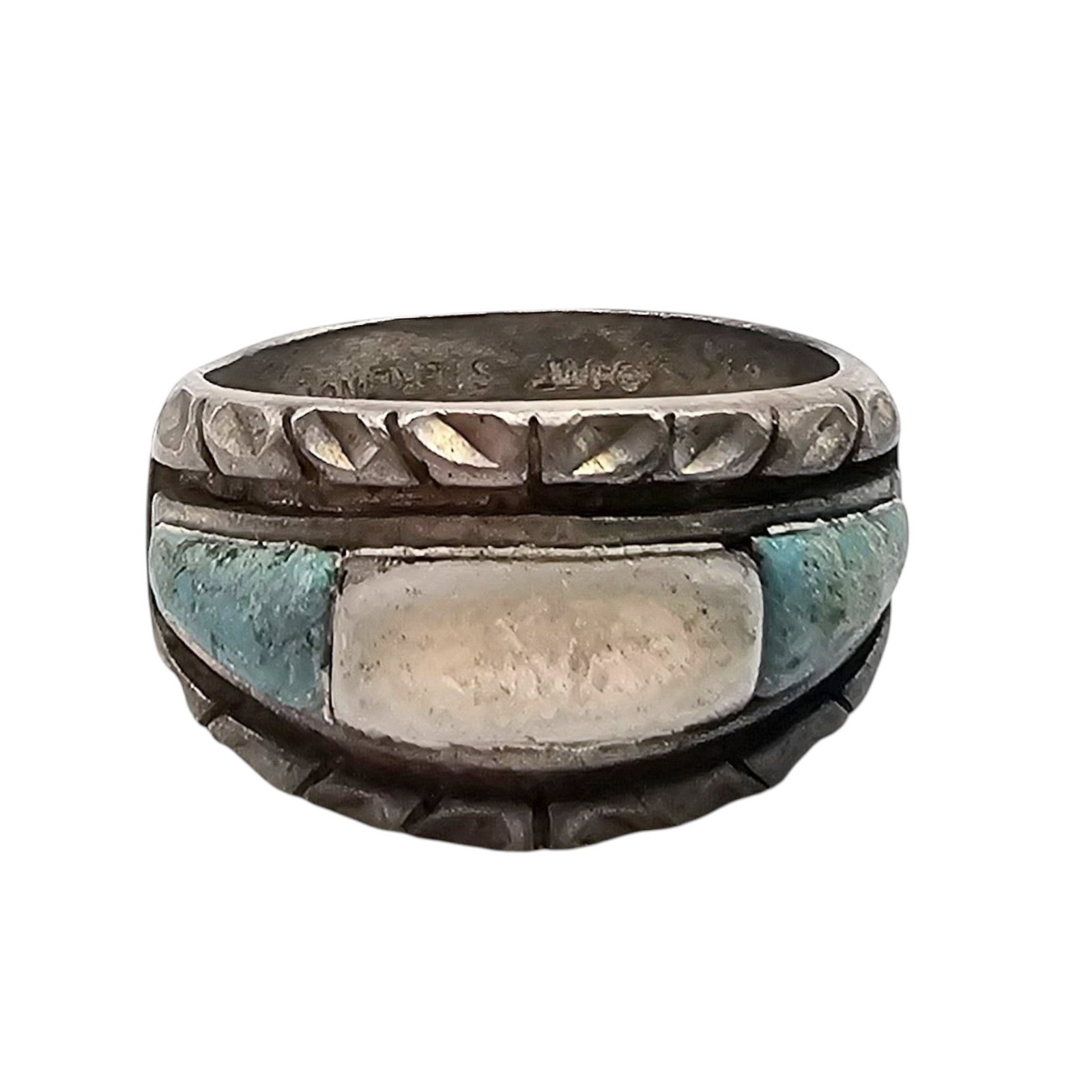 OTT Mother Of Pearl Turquoise Ring Size 8 7.6 G: OTT Mother Of Pearl Turquoise Ring Size 8 7.6 G