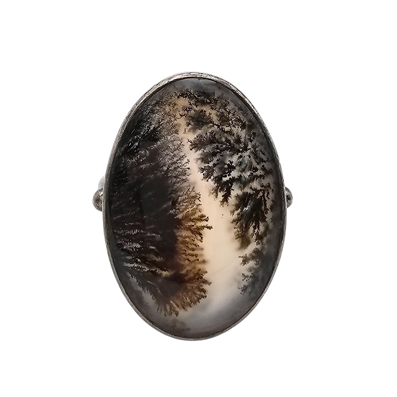 Dendritic Opal Sterling Silver Ring Size 7.5 11 G: Dendritic Opal Sterling Silver Ring Size 7.5 11 G