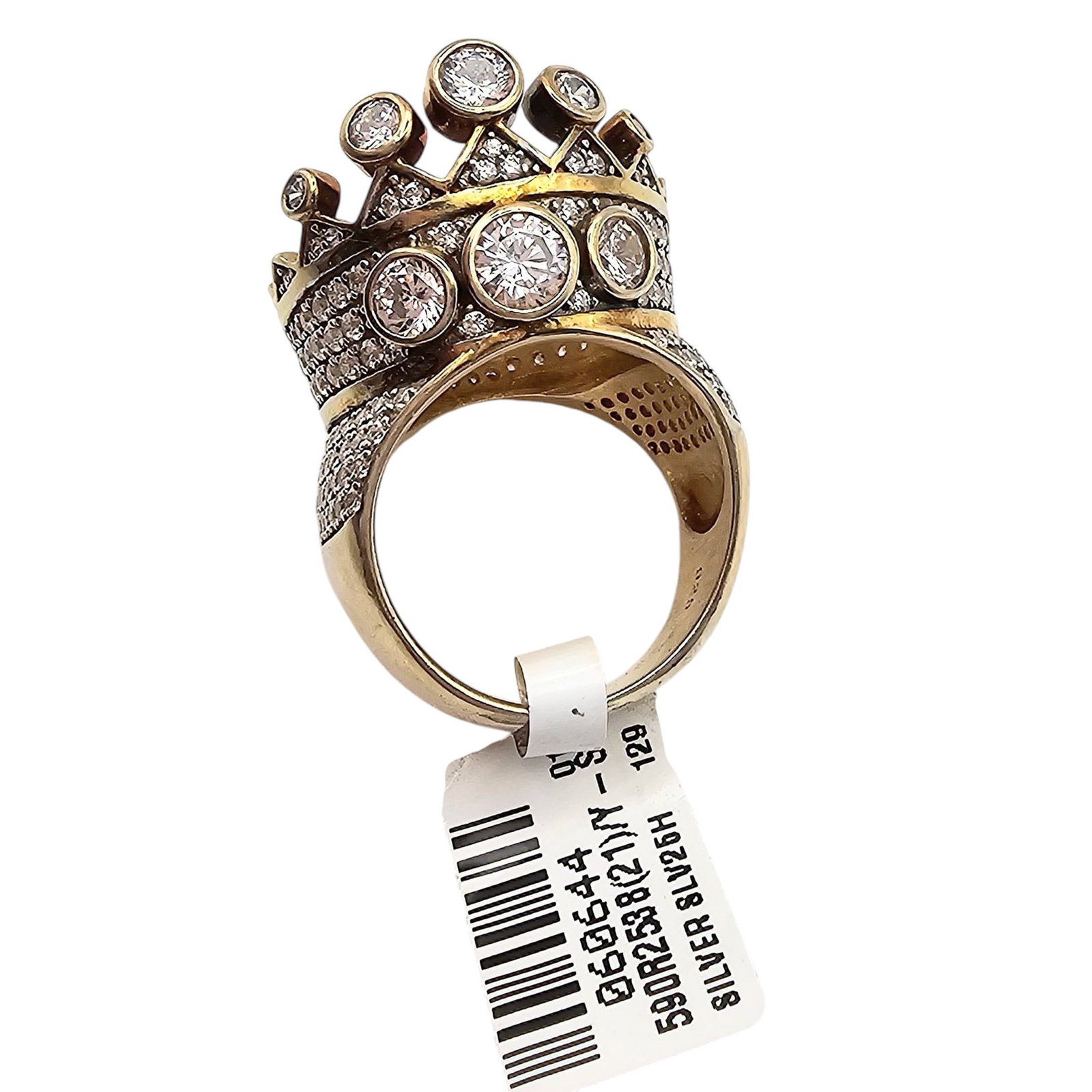 Cubic Zirconia Gold Over Sterling Silver Crown Ring Size 7 17.2 G: Cubic Zirconia Gold Over Sterling Silver Crown Ring Size 7 17.2 G