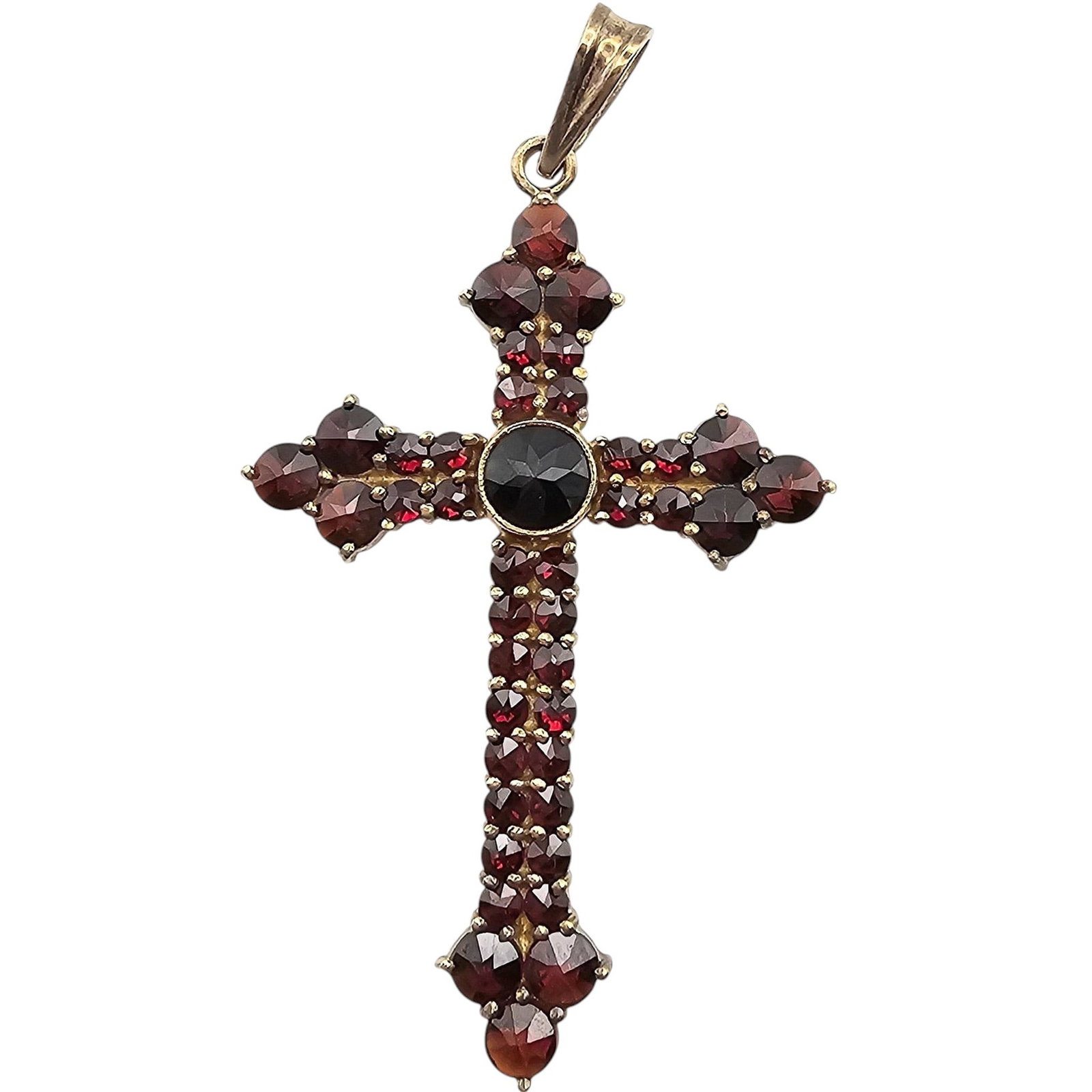 Garnet Gold Over Sterling Silver Cross Pendant 4 G: Garnet Gold Over Sterling Silver Cross Pendant 4 G