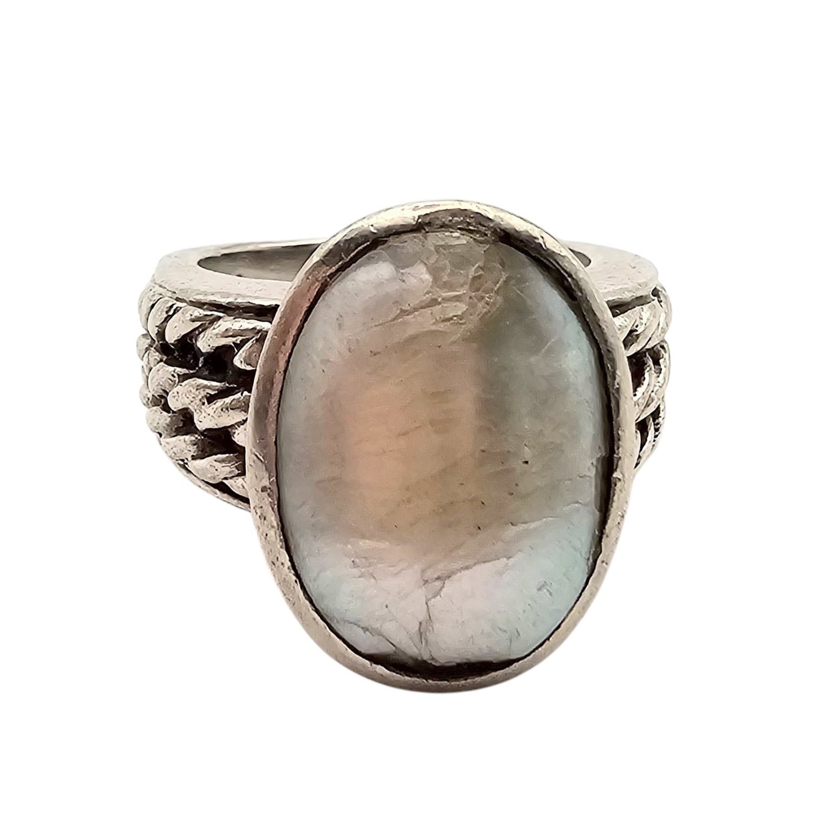 SFLN Mother Of Pearl Sterling Silver Ring Size 6.5 12.4 G: SFLN Mother Of Pearl Sterling Silver Ring Size 6.5 12.4 G As is Chipped