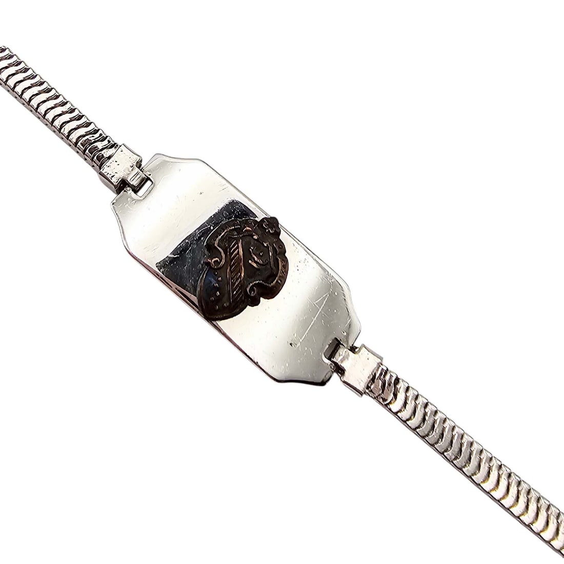 Lamode Sterling Silver Crest Bracelet 6.5 G: Lamode Sterling Silver Crest Bracelet 6.5 G