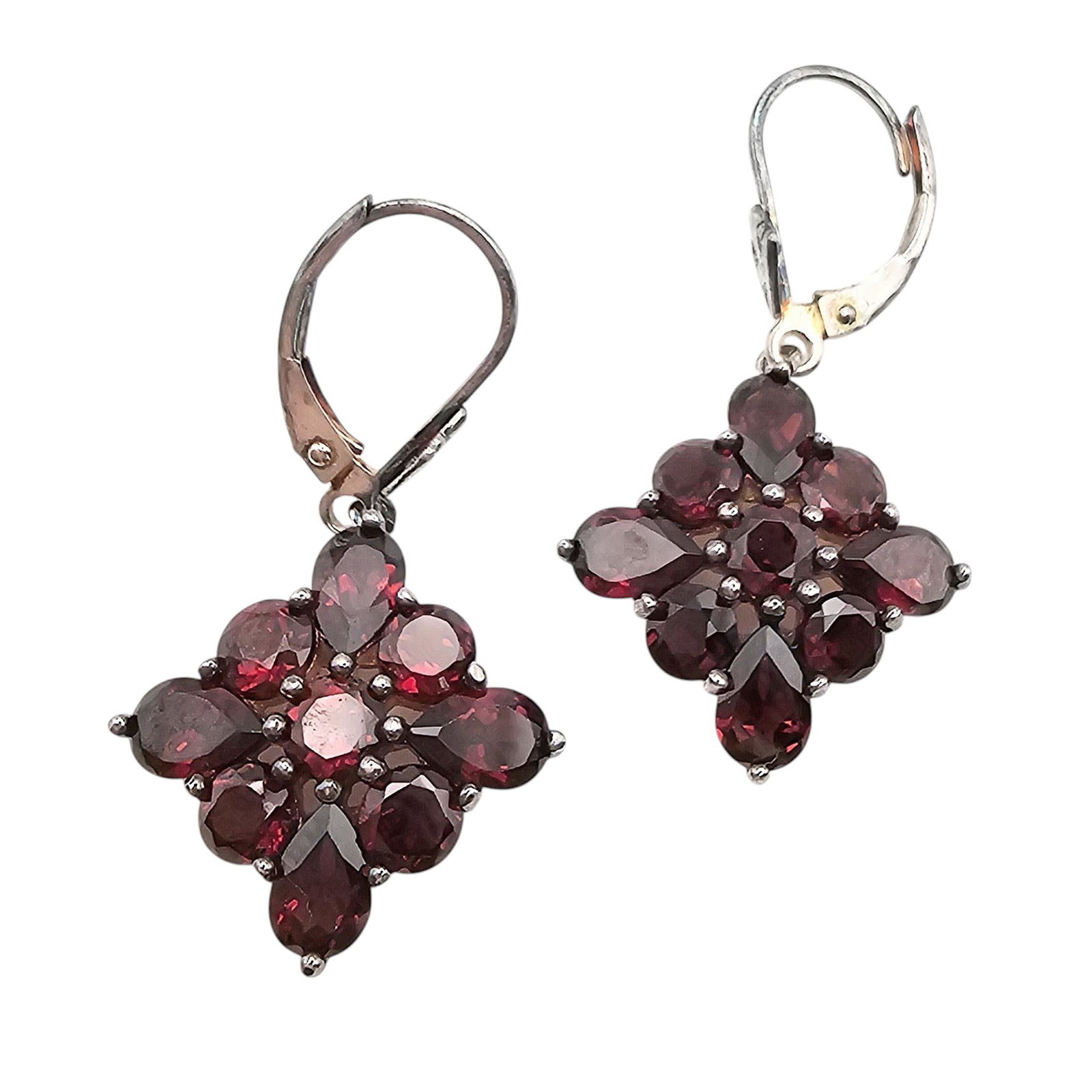 Garnet Sterling Silver Drop Dangle Earrings 5.3 G: Garnet Sterling Silver Drop Dangle Earrings 5.3 G