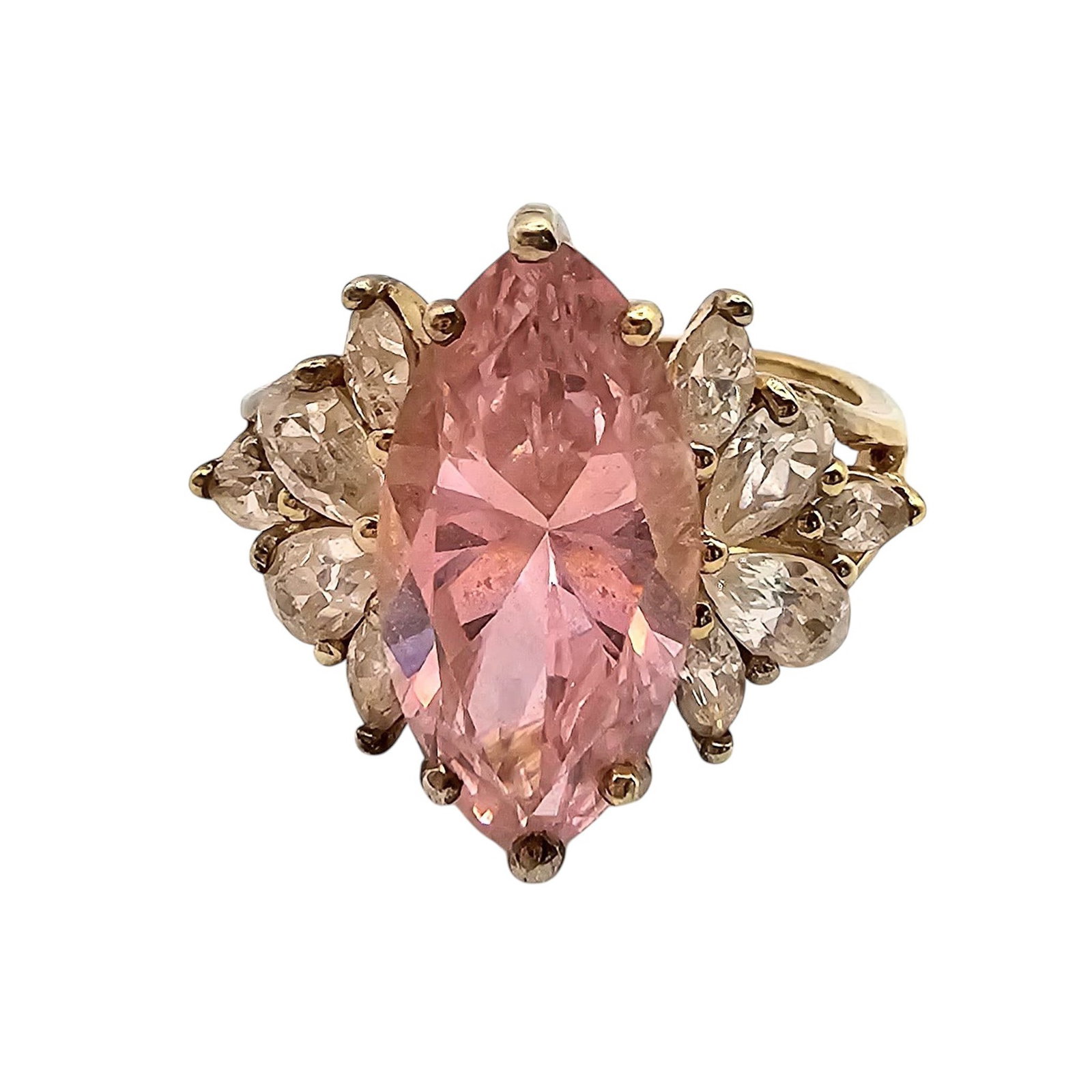 AJ Cubic Zirconia Gold Over Sterling Silver Ring Size 6.75 6 G: AJ Cubic Zirconia Gold Over Sterling Silver Ring Size 6.75 6 G
