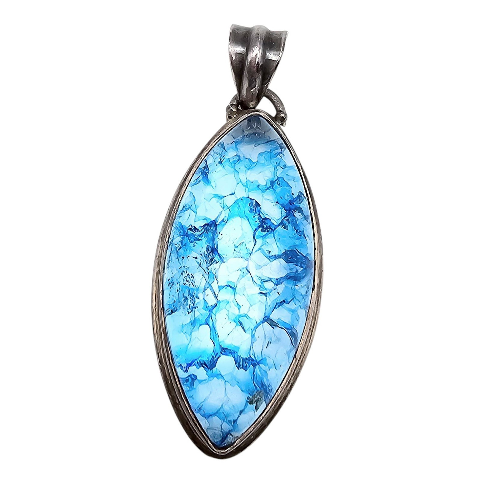 Art Glass Sterling Silver Pendant 14.3 G: Art Glass Sterling Silver Pendant 14.3 G