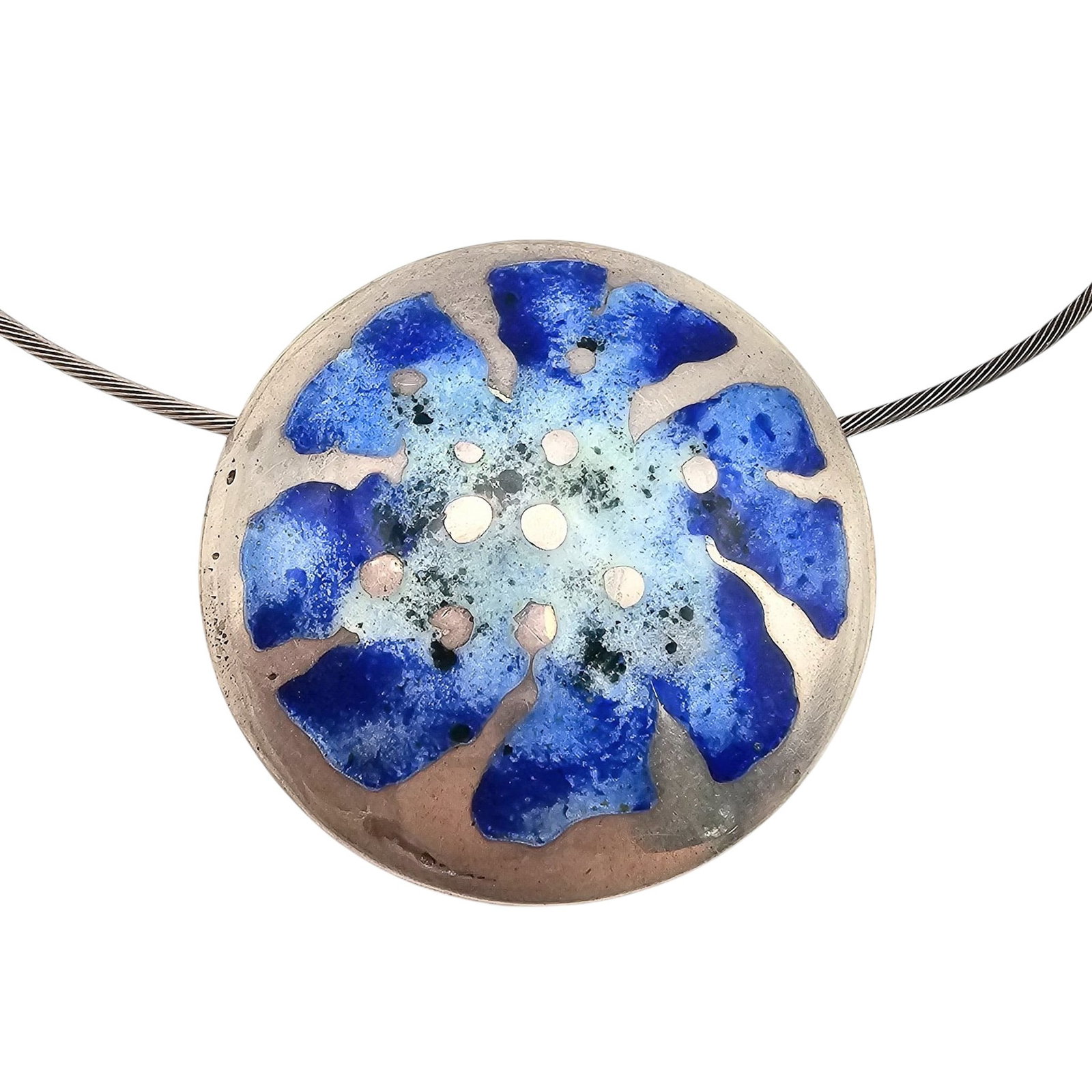 LA Enamel Sterling Silver Necklace 31.3 G: LA Enamel Sterling Silver Necklace 31.3 G