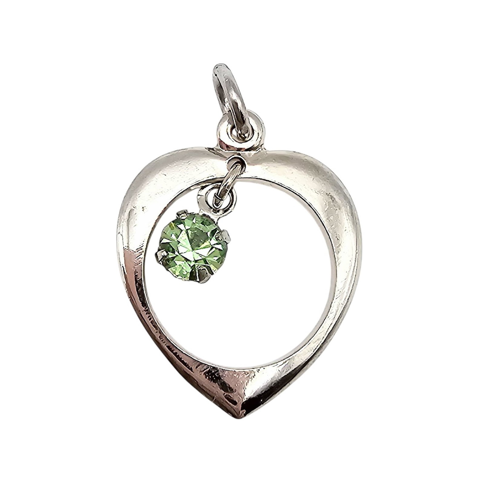 Rhinestone Sterling Silver Heart Pendant 1.2 G: Rhinestone Sterling Silver Heart Pendant 1.2 G