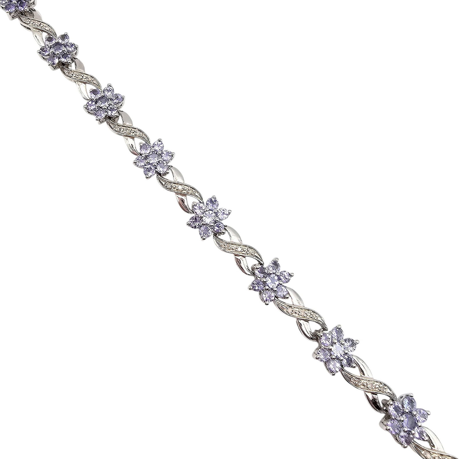 JS Rhinestone Sterling Silver Tennis Bracelet 14.3 G: JS Rhinestone Sterling Silver Tennis Bracelet 14.3 G