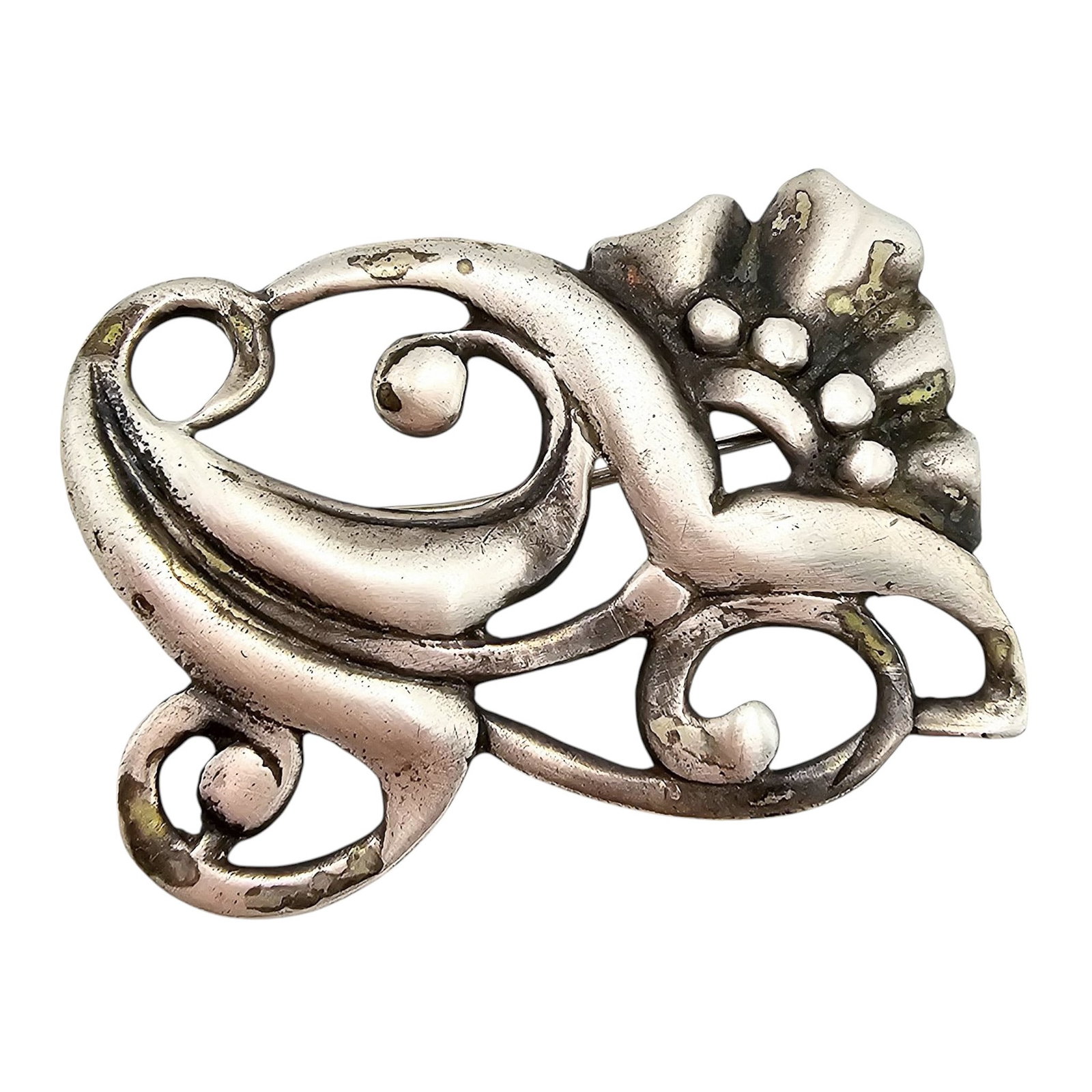 Vintage Sterling Silver Floral Brooch 8.4 G: Vintage Sterling Silver Floral Brooch 8.4 G