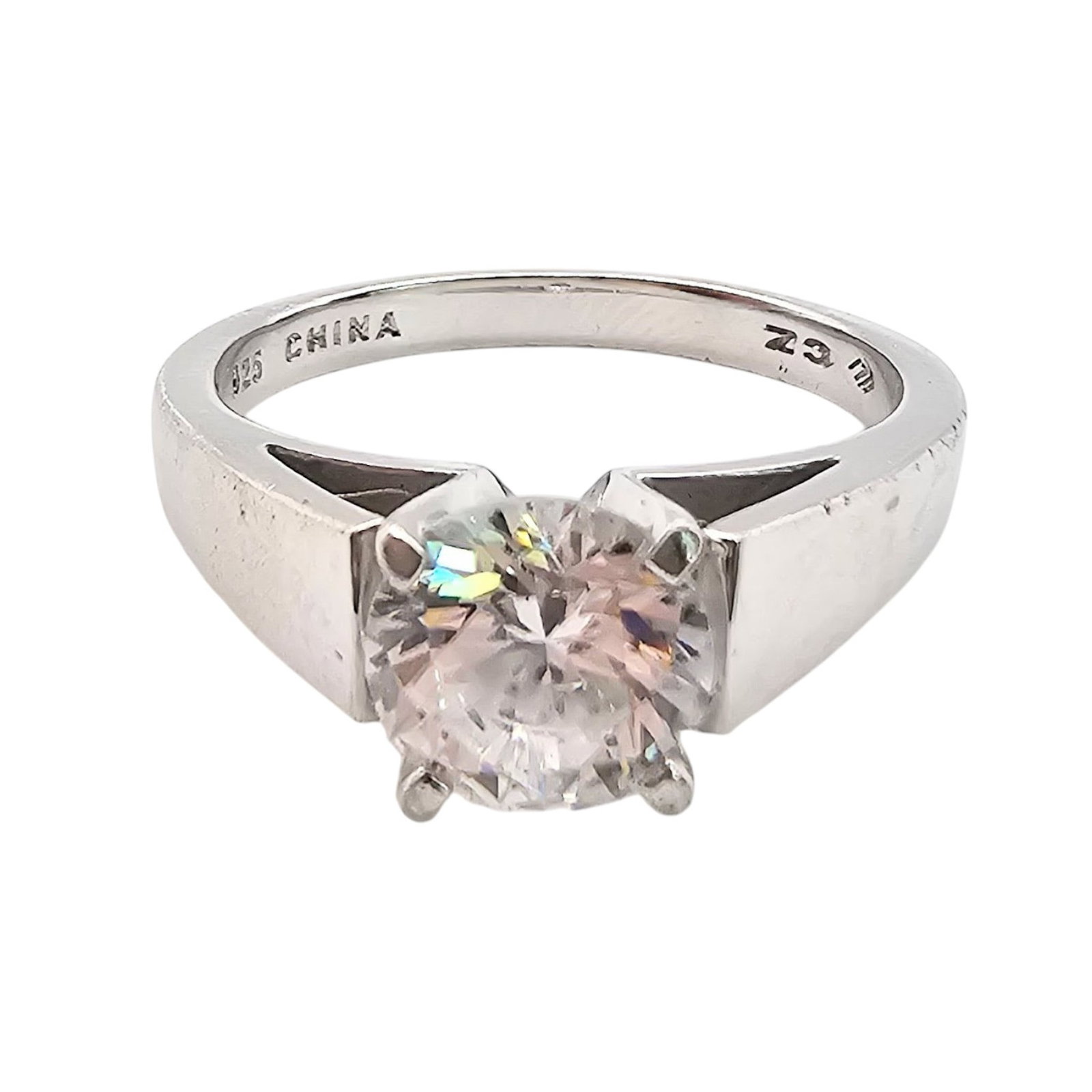 FC Cubic Zirconia Sterling Silver Solitaire Ring Size 9.25 5.6 G: FC Cubic Zirconia Sterling Silver Solitaire Ring Size 9.25 5.6 G