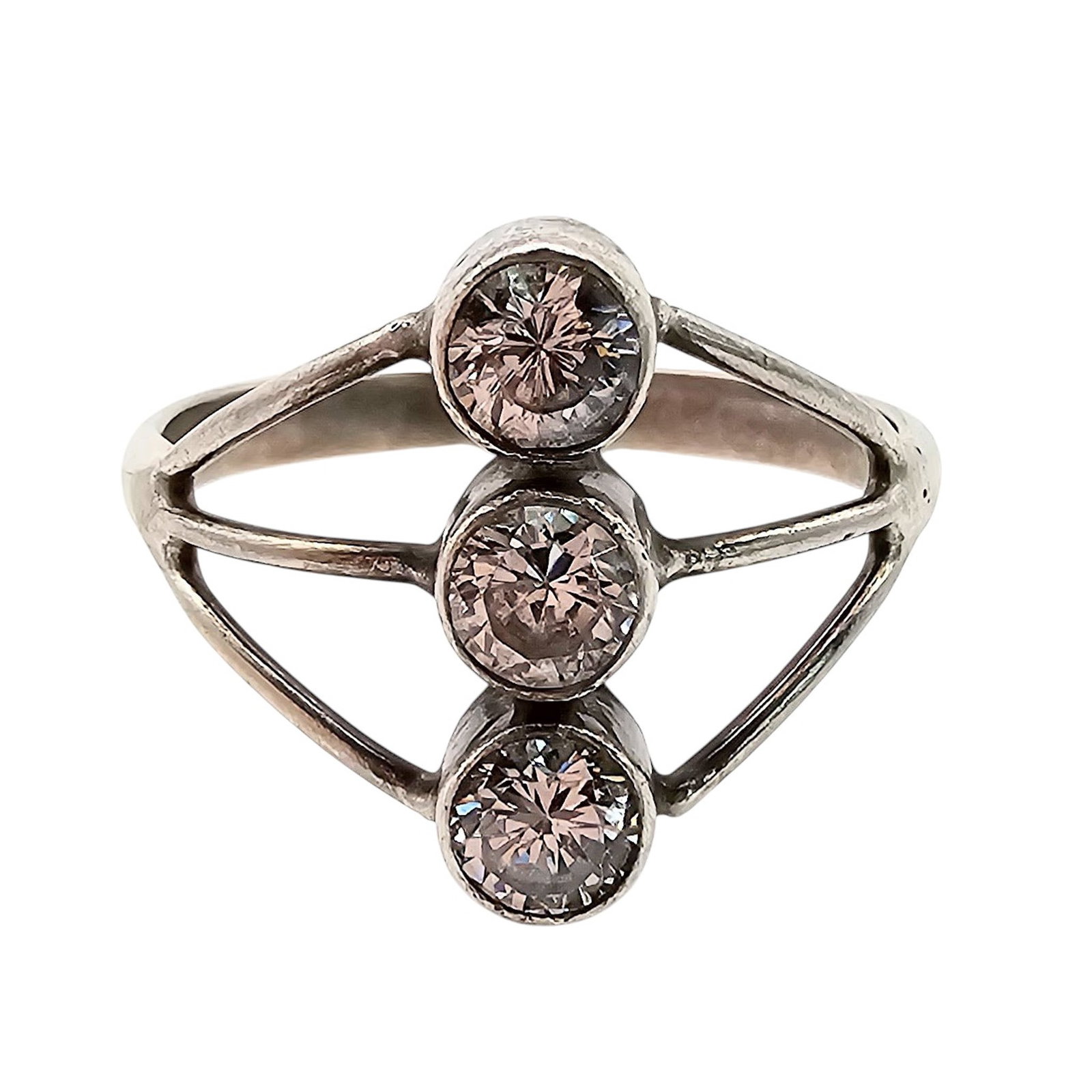Rhinestone Sterling Silver Ring Size 8.25 2.5 G: Rhinestone Sterling Silver Ring Size 8.25 2.5 G
