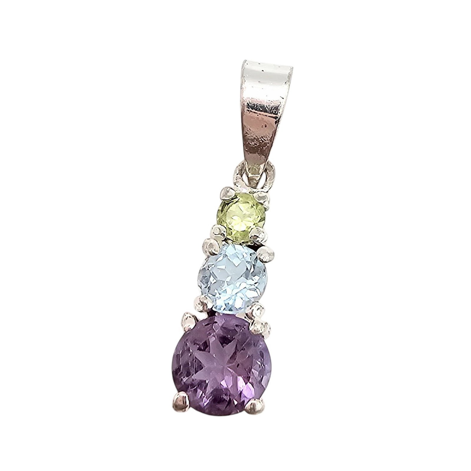 Peridot Topaz Amethyst Sterling Silver Pendant 0.8 G: Peridot Topaz Amethyst Sterling Silver Pendant 0.8 G