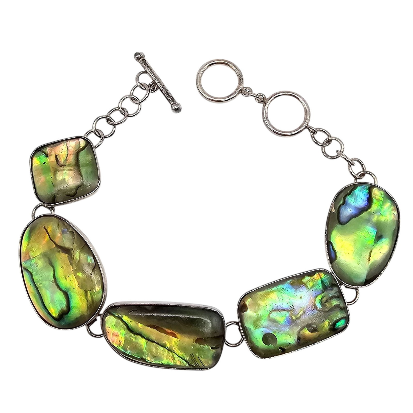 LUG Abalone Sterling Silver Toggle Bracelet 11.2 G: LUG Abalone Sterling Silver Toggle Bracelet 11.2 G