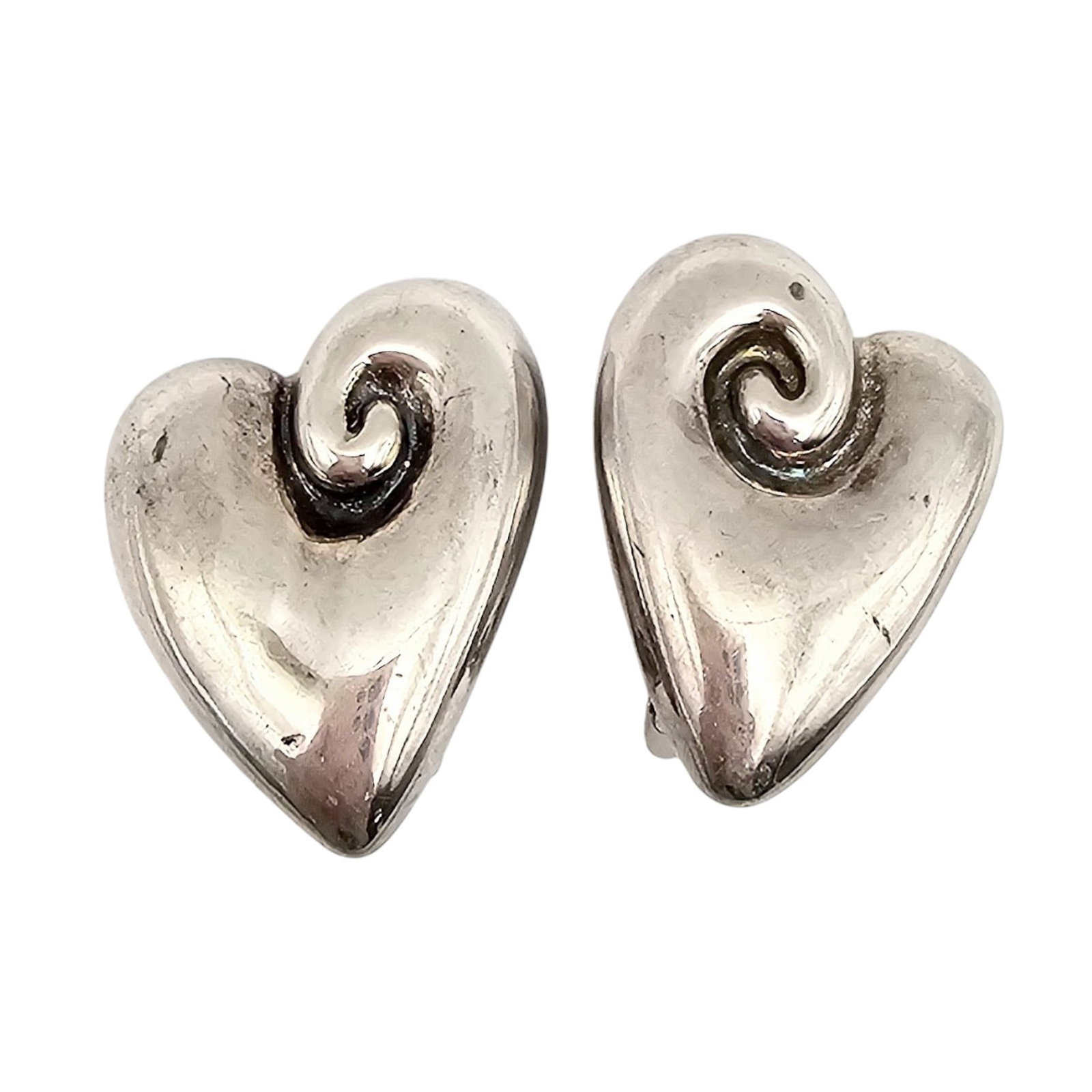 Signed Sterling Silver Hollow Form Earrings 13.6 G: Signed Sterling Silver Hollow Form Earrings 13.6 G