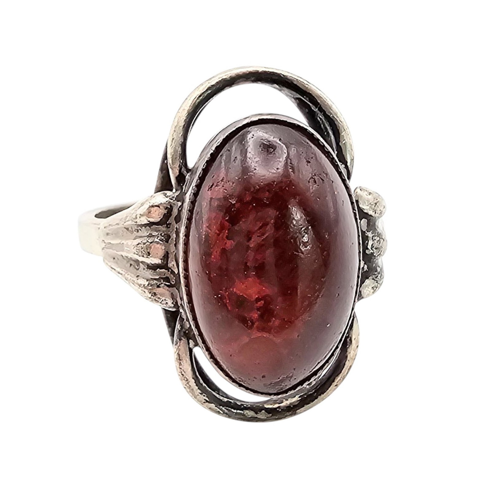 Vintage Amber Sterling Silver Ring Size 6.75 3.2 G (1 of 4)