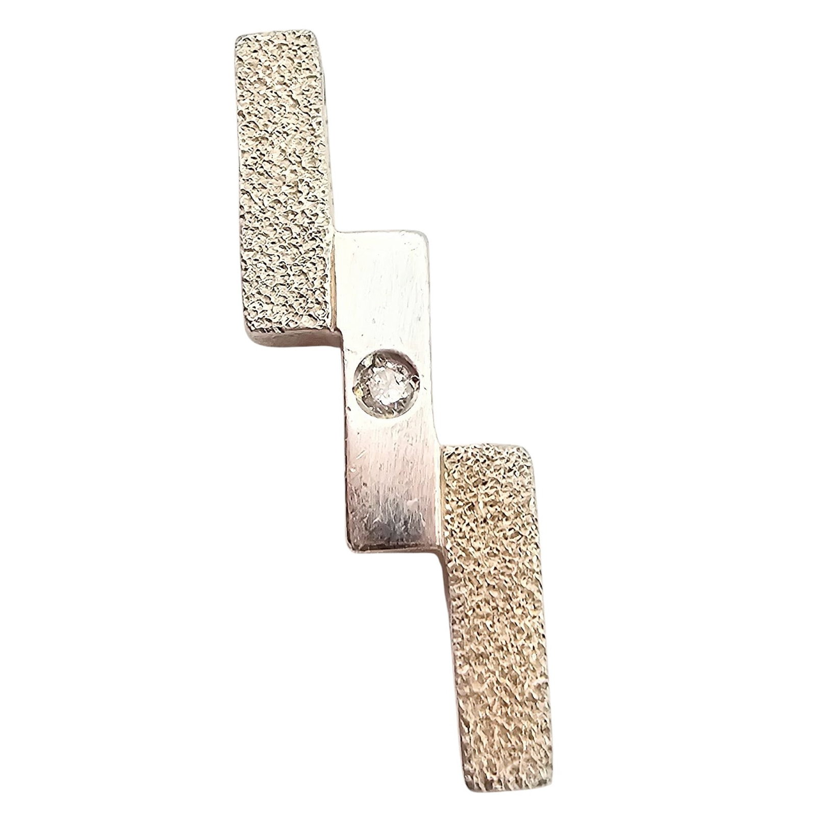 Diamond Sterling Silver Zig Zag Pendant 3.1 G: Diamond Sterling Silver Zig Zag Pendant 3.1 G