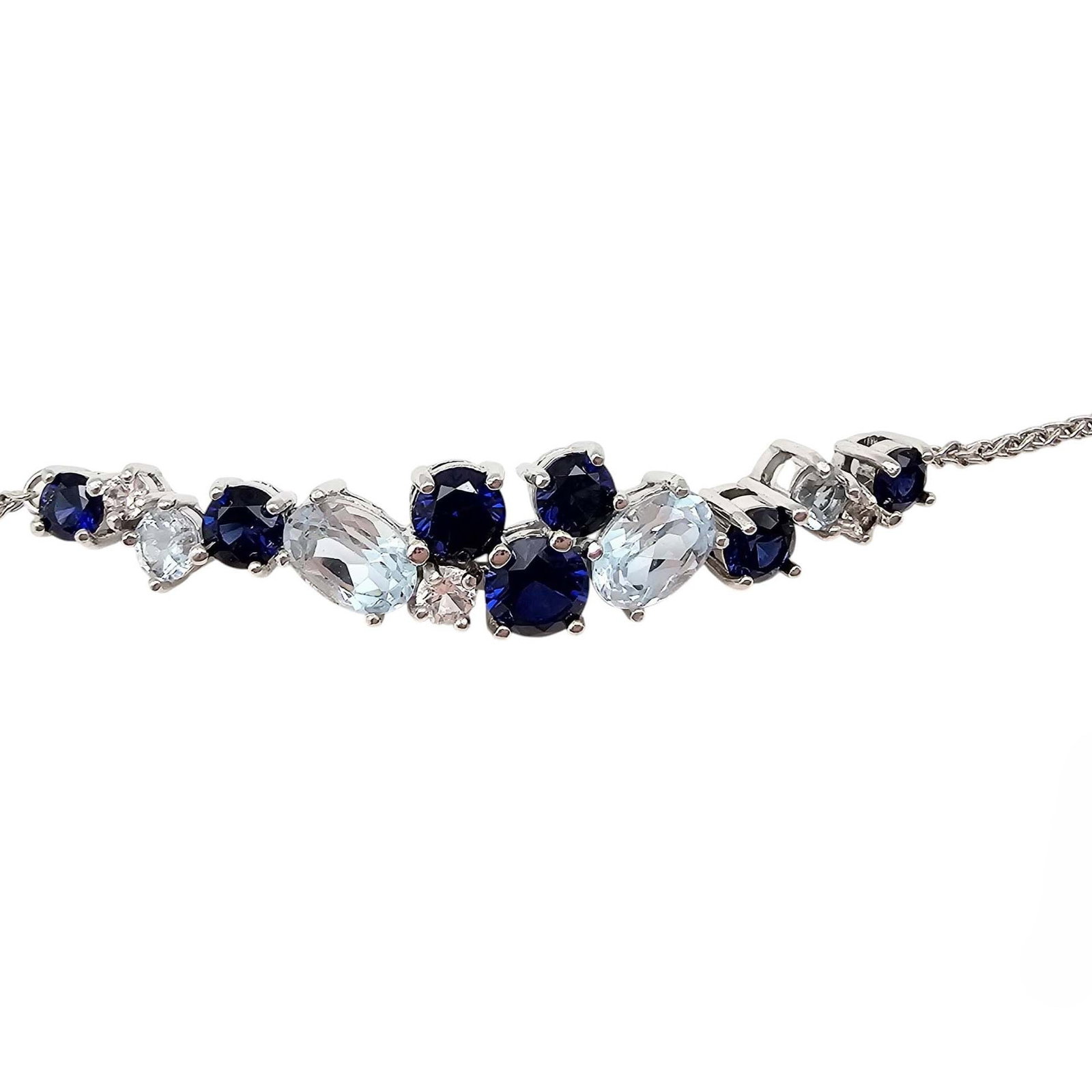 NWT Sapphire White Topaz Sterling Silver Bolo Bracelet 4.7 G (1 of 4)