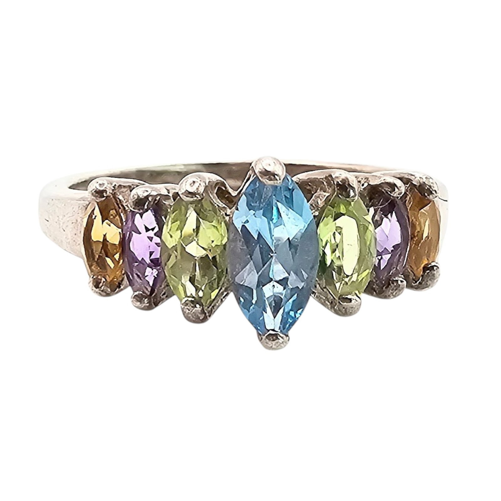 CNA Multi-Gemstone Sterling Silver Ring Size 9.5 4 G (1 of 4)