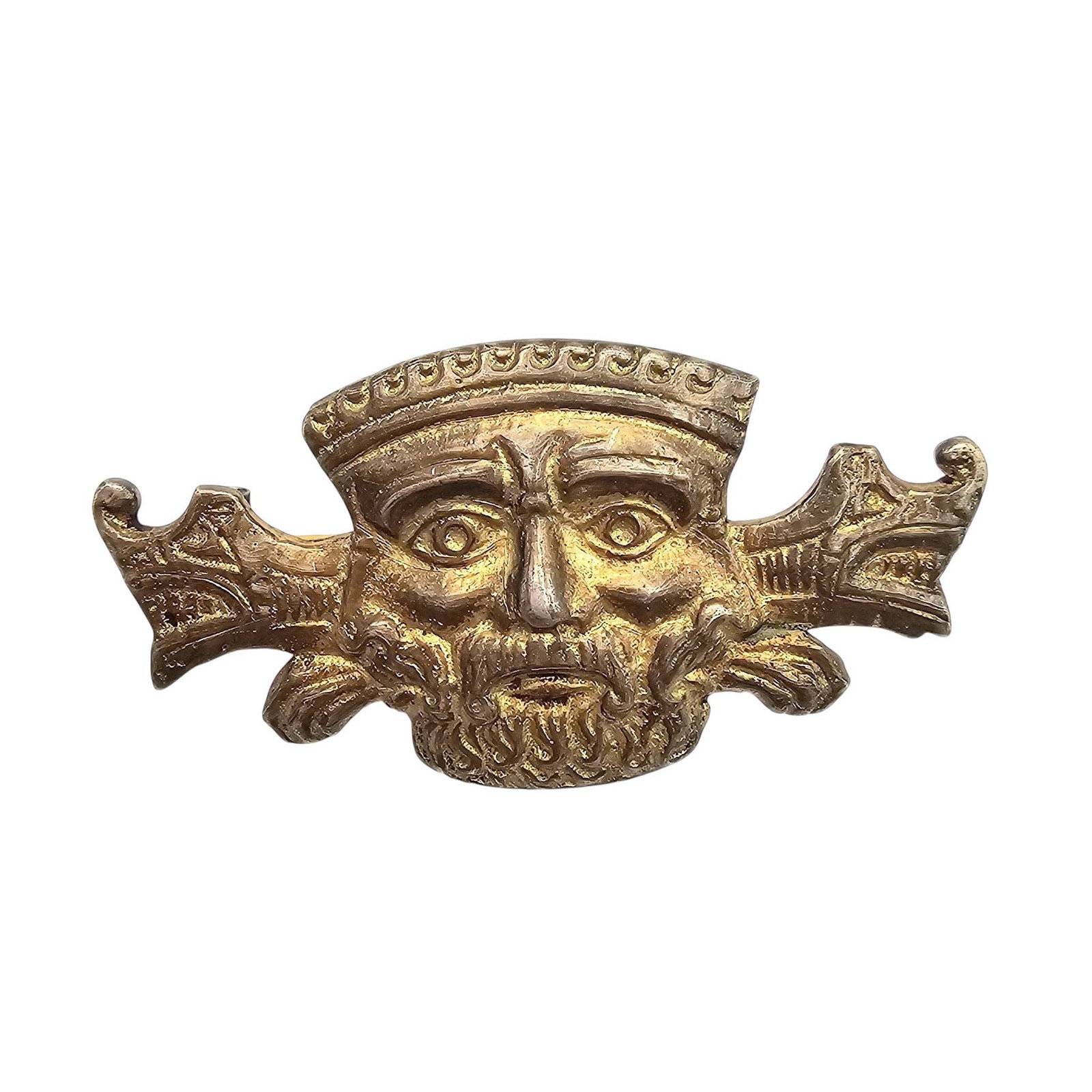 Antique Signed Norwegian 830 Silver Dragestil Face Brooch 14.3 G: Antique Signed Norwegian 830 Silver Dragestil Face Brooch 14.3 G, signed JON 830