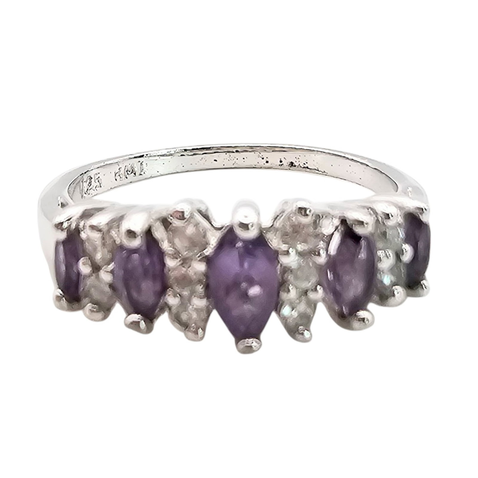 HMI Amethyst Sterling Silver Ring Size 7.75 3 G: HMI Amethyst Sterling Silver Ring Size 7.75 3 G