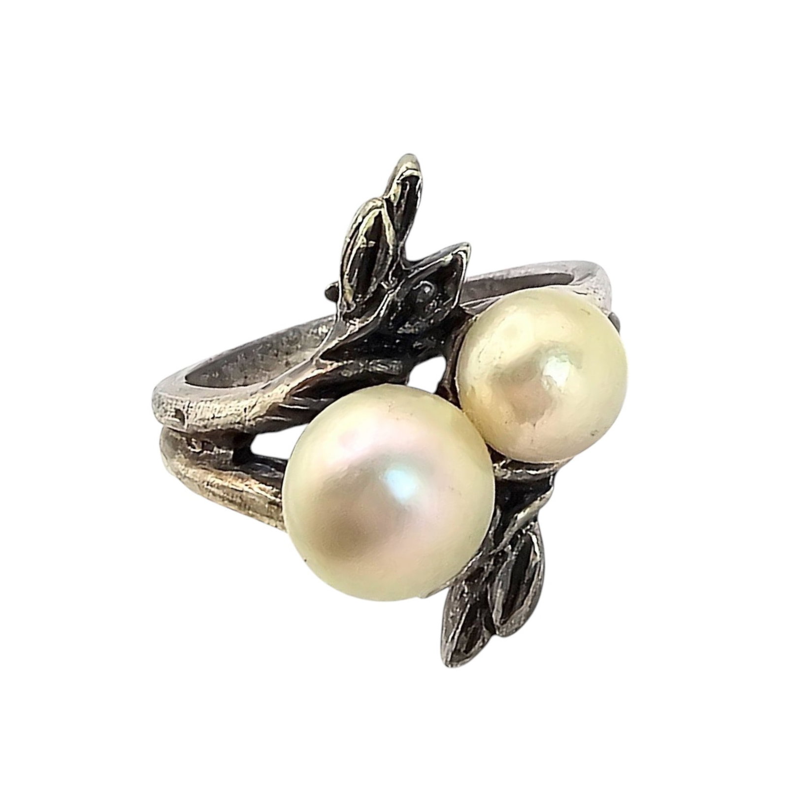 PC Pearl Sterling Silver Ring Size 5.25 5.7 G (1 of 4)