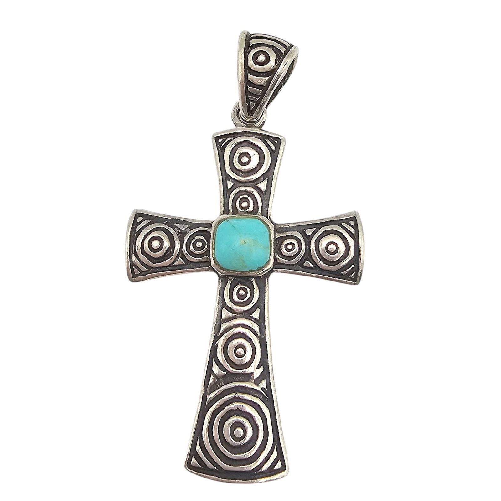 Turquoise Sterling Silver Cross Pendant 4.8 G (1 of 4)