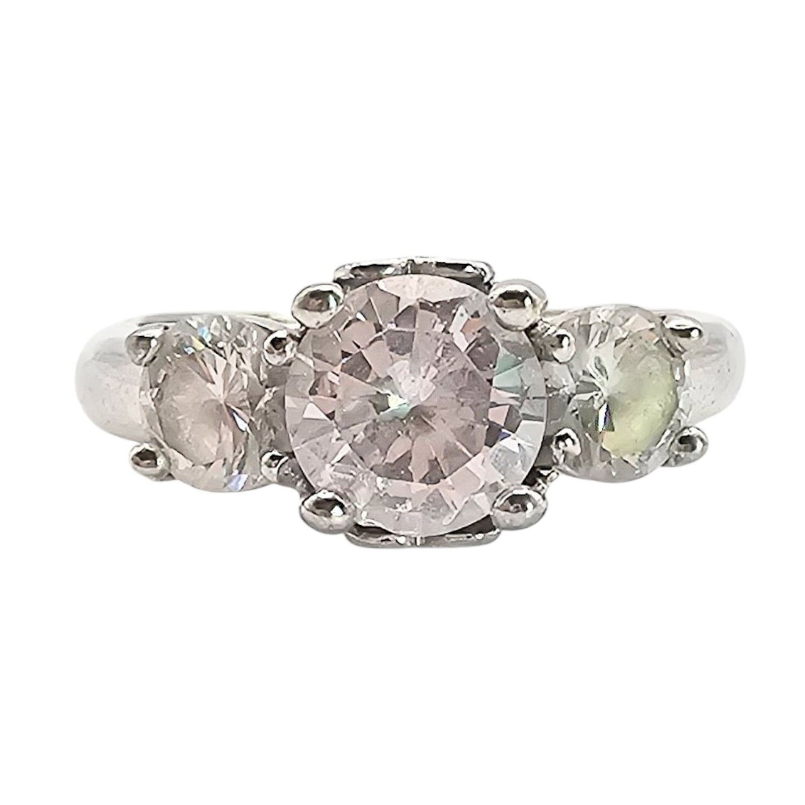 Rhinestone Sterling Silver Ring Size 7.5 4.6 G: Rhinestone Sterling Silver Ring Size 7.5 4.6 G