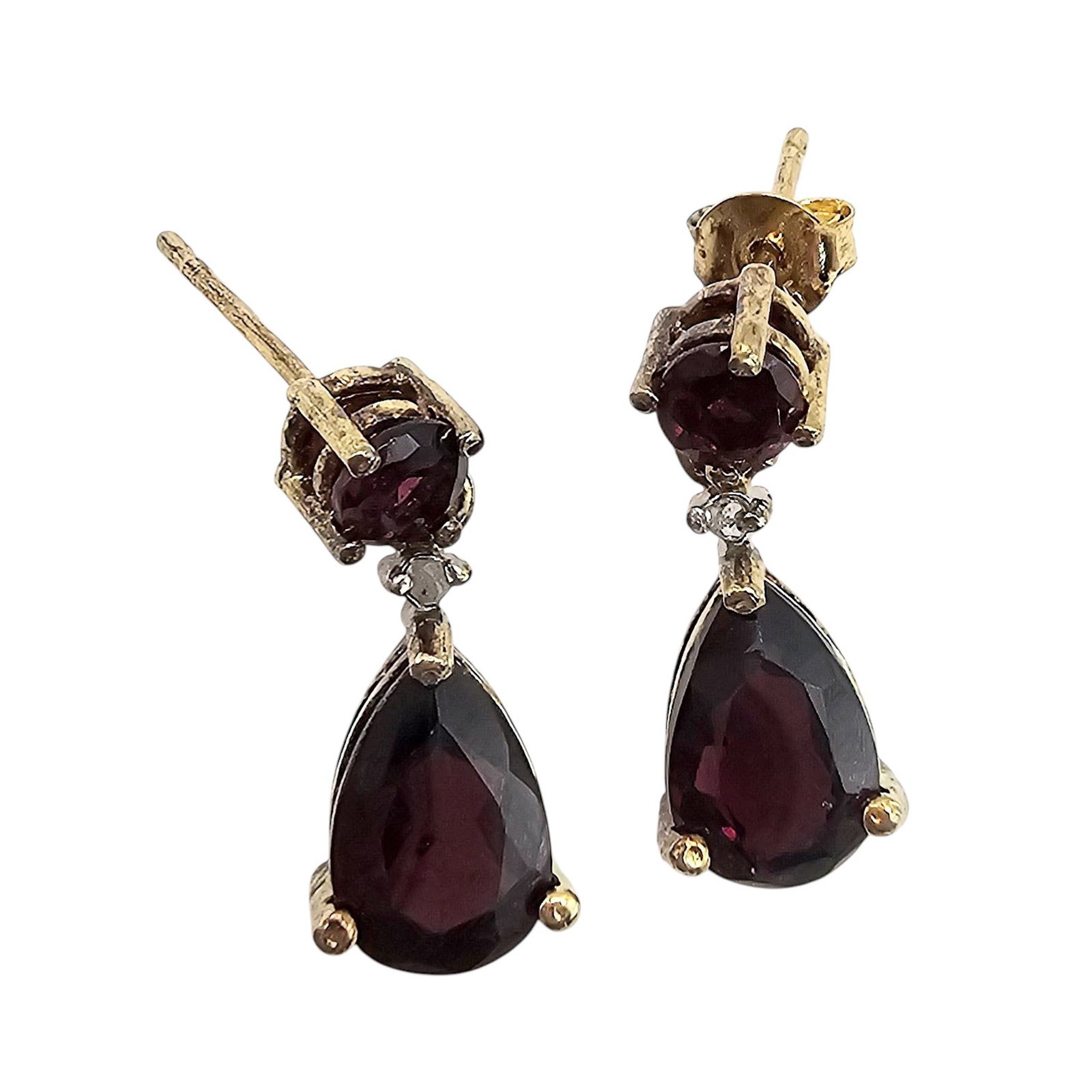 FAS Garnet Gold Over Sterling Silver Earrings 2.6 G: FAS Garnet Gold Over Sterling Silver Earrings 2.6 G no backs