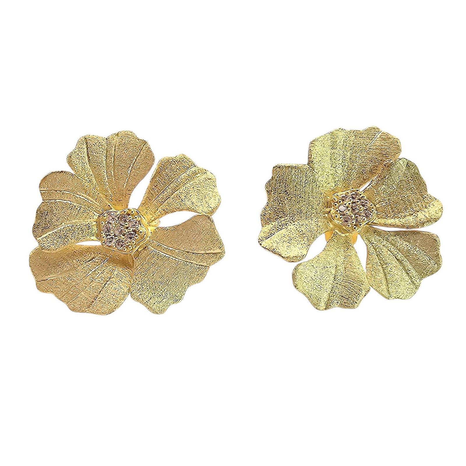 S Tourmaline Gold Over Sterling Silver Flower Earrings 4.3 G: S Tourmaline Gold Over Sterling Silver Flower Earrings 4.3 G