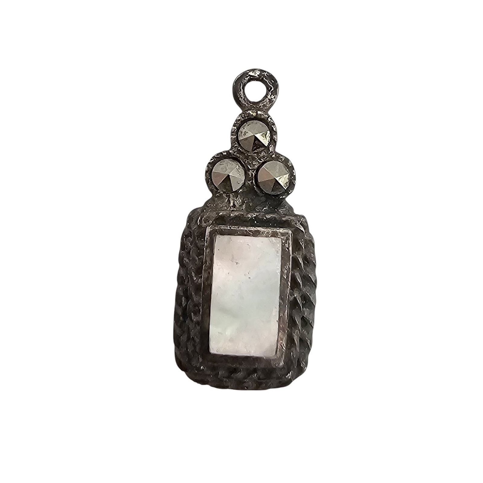 Mother Of Pearl Marcasite Sterling Silver Pendant 1.2 G: Mother Of Pearl Marcasite Sterling Silver Pendant 1.2 G