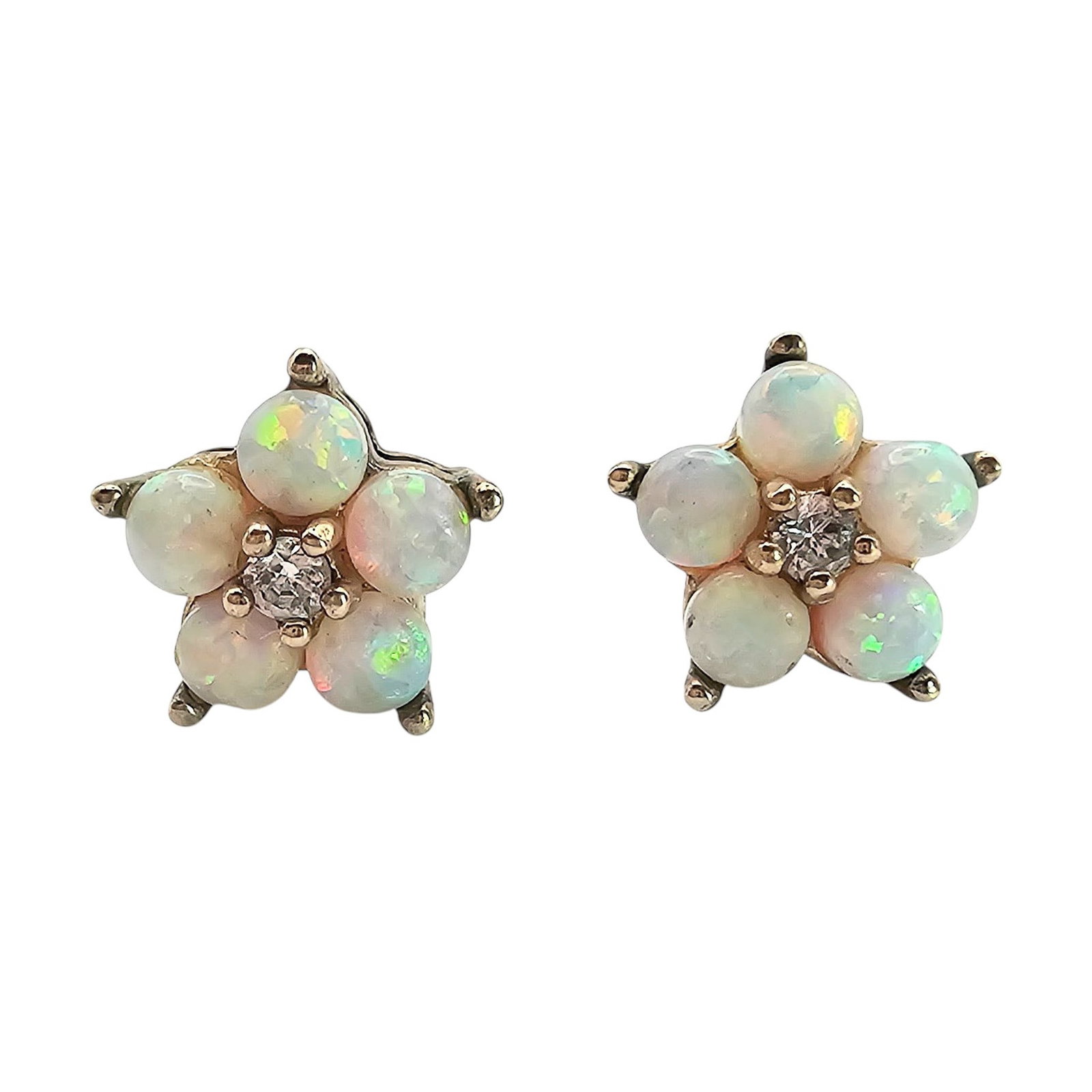 Opal Gold Over Sterling Silver Star Earrings 1.9 G: Opal Gold Over Sterling Silver Star Earrings 1.9 G no backs