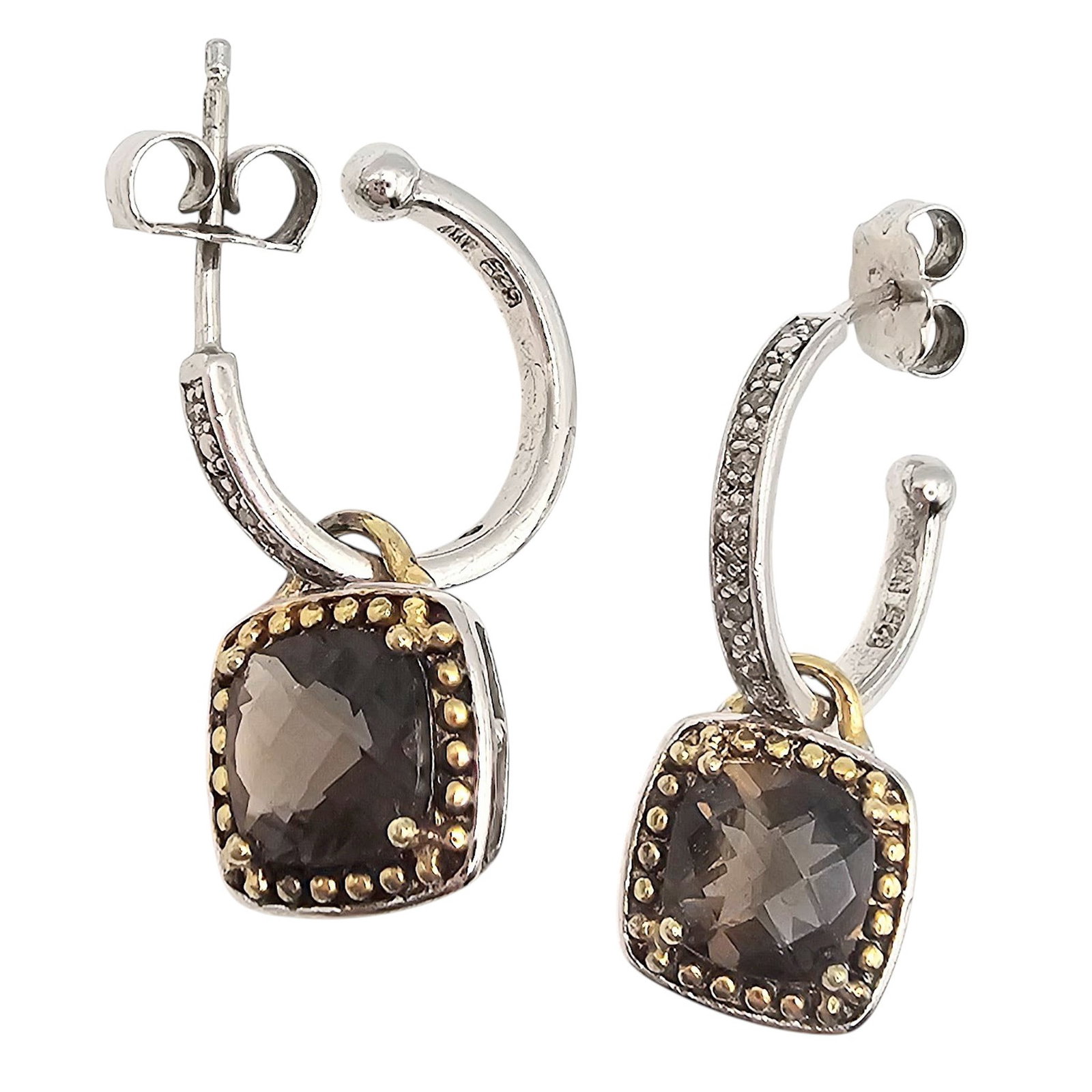 NV Amethyst Sterling Silver Hoop Earrings 4.8 G: NV Amethyst Sterling Silver Hoop Earrings 4.8 G
