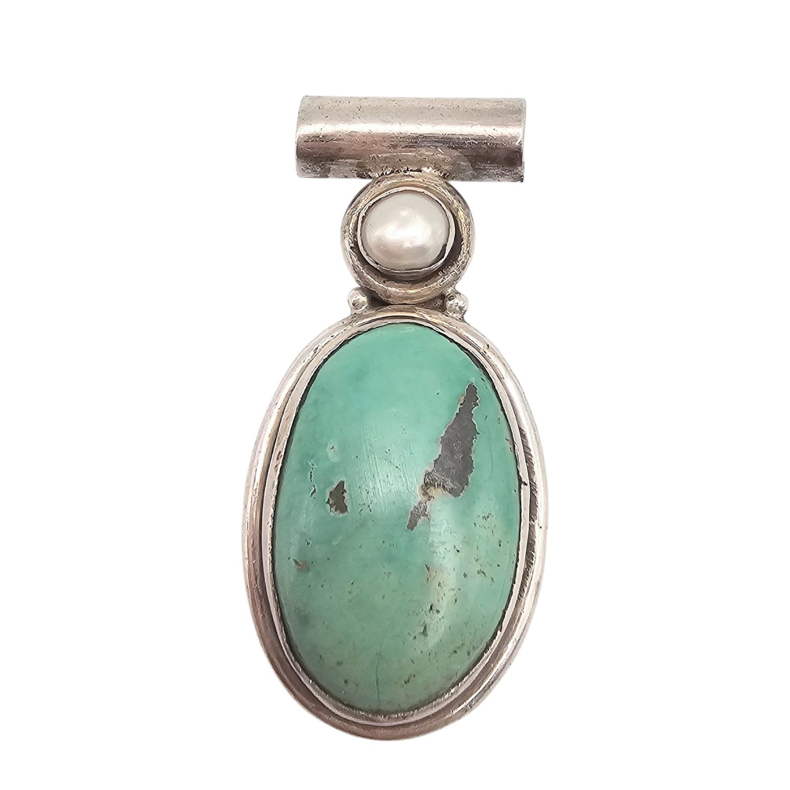 Pearl Turquoise Sterling Silver Pendant 17.1 G: Pearl Turquoise Sterling Silver Pendant 17.1 G