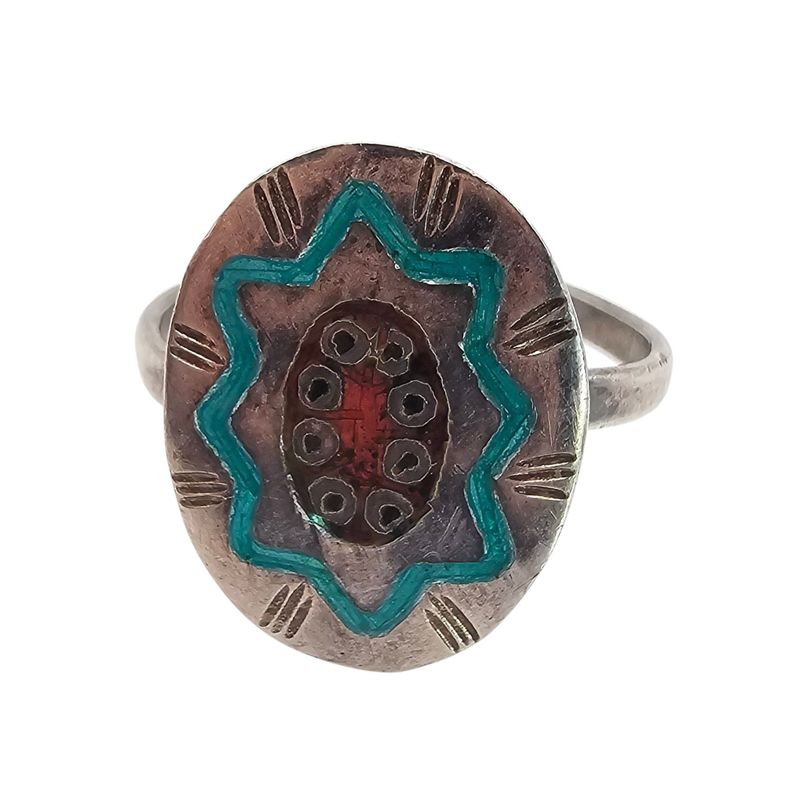 Siam Enamel Sterling Silver Ring Size 6 2.5 G: Siam Enamel Sterling Silver Ring Size 6 2.5 G