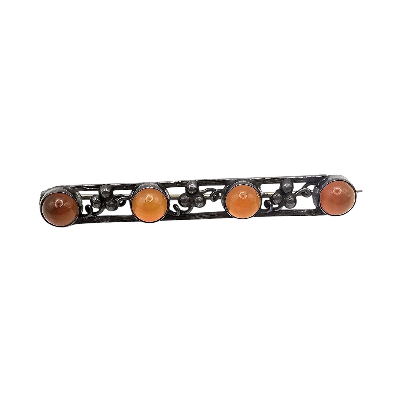 Amber Sterling Silver Bar Pin 3 G: Amber Sterling Silver Bar Pin 3 G
