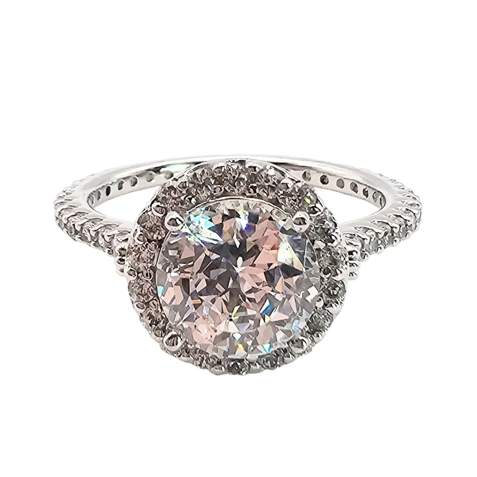 SW Cubic Zirconia Sterling Silver Ring Size 7.75 4.3 G (1 of 4)