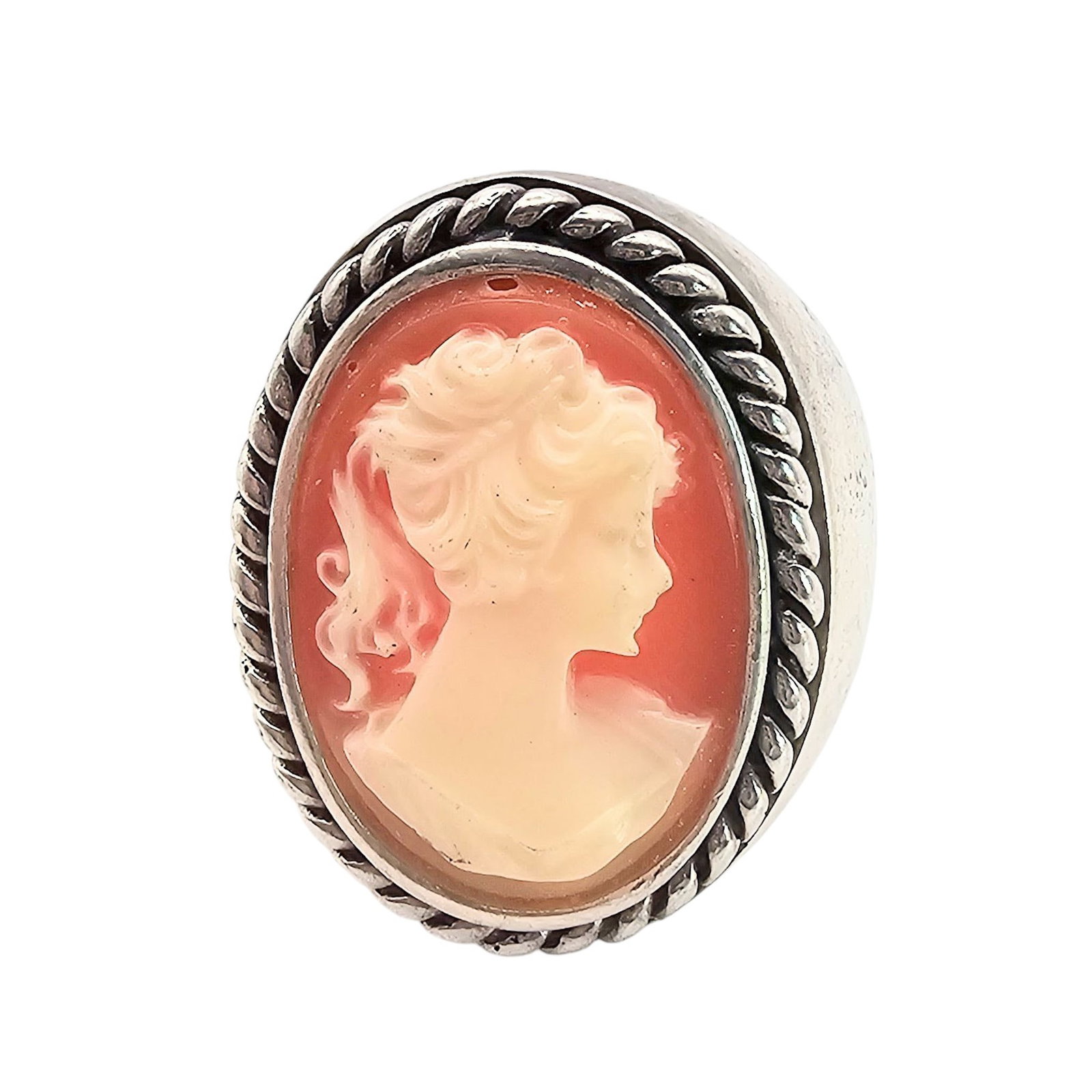 MWS Cameo Sterling Silver Ring Size 7 12.8 G: MWS Cameo Sterling Silver Ring Size 7 12.8 G