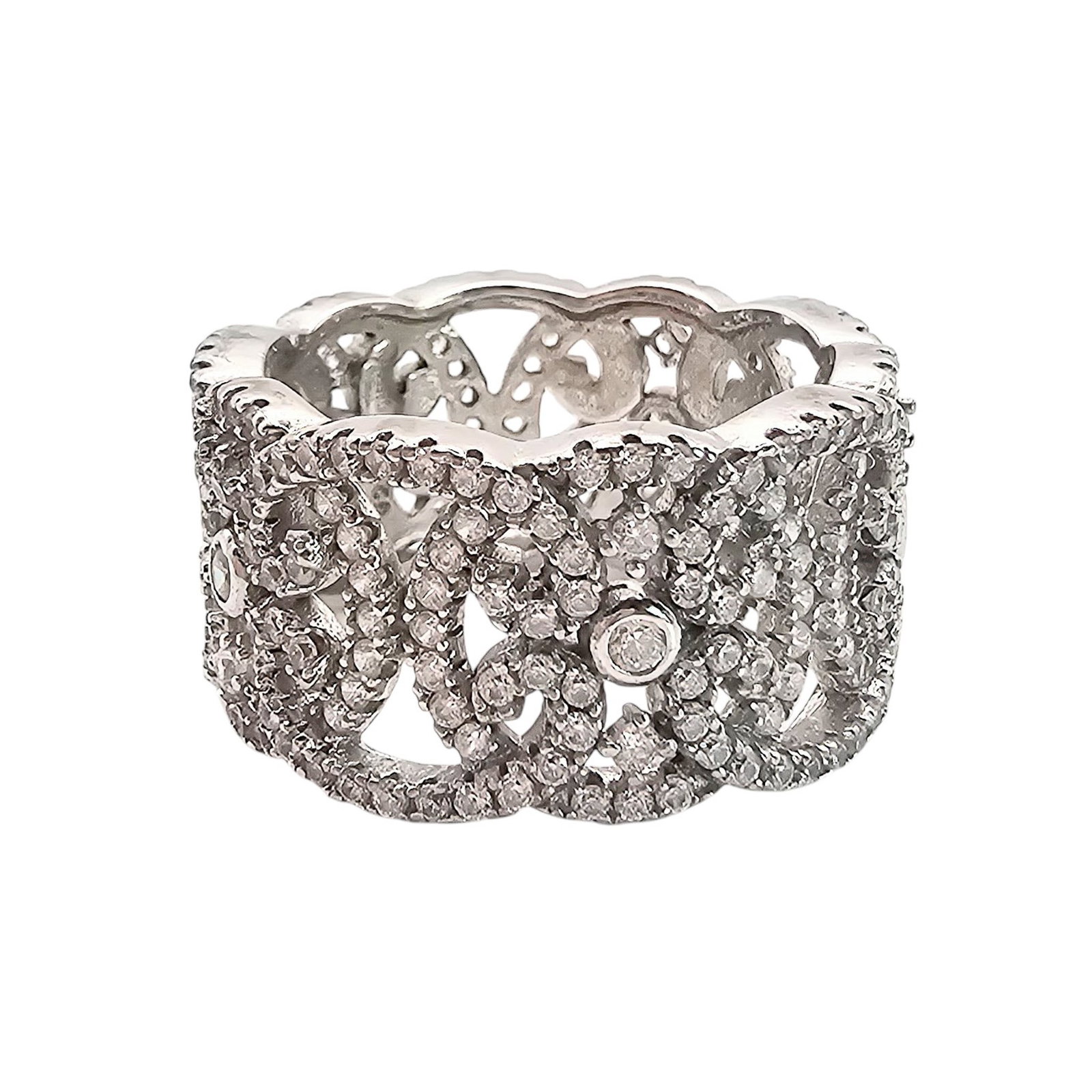 Rhinestone Sterling Silver Ring Size 5.25 5.2 G: Rhinestone Sterling Silver Ring Size 5.25 5.2 G