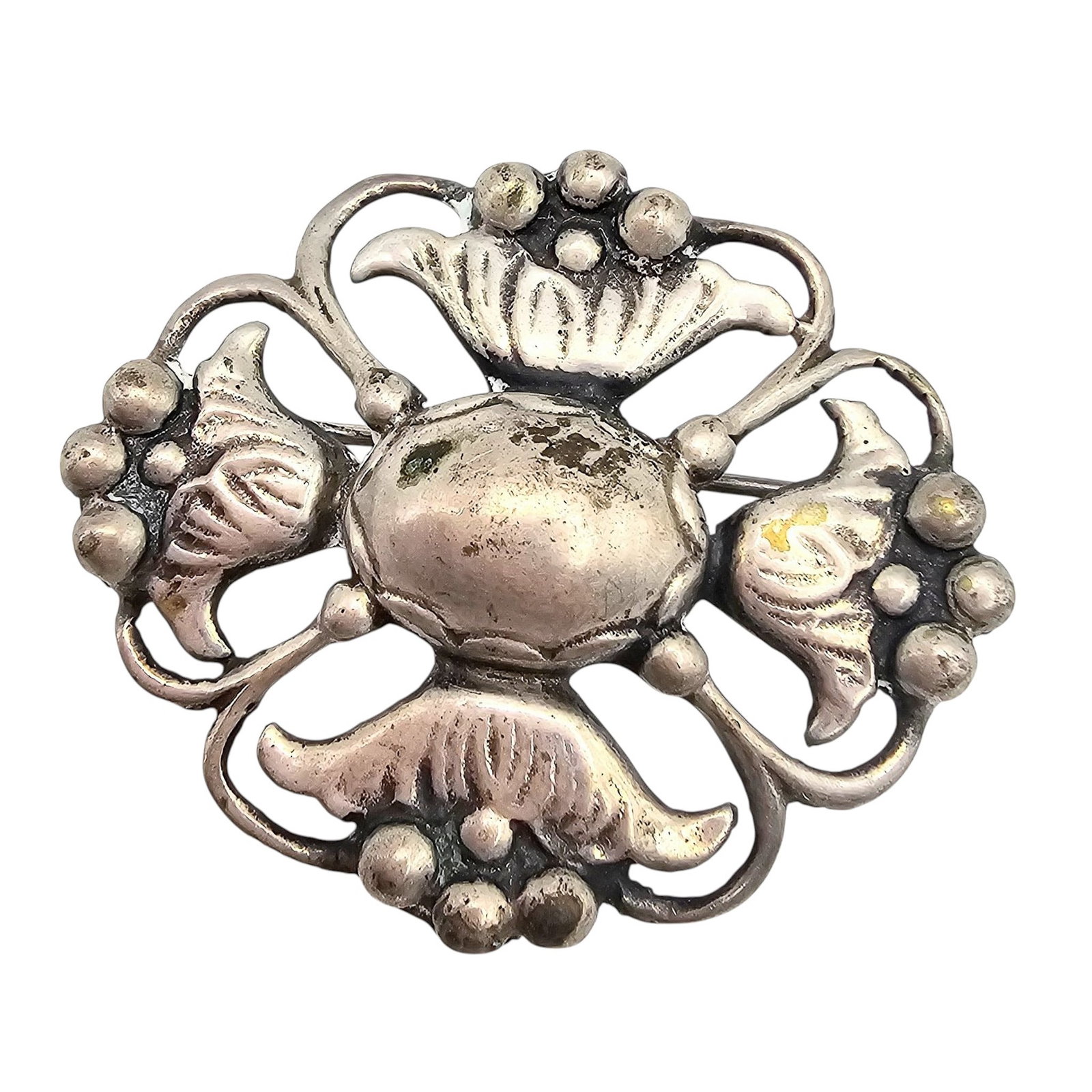 Signed Sterling Silver Floral Brooch 20 G: Signed Sterling Silver Floral Brooch 20 G, signed L?